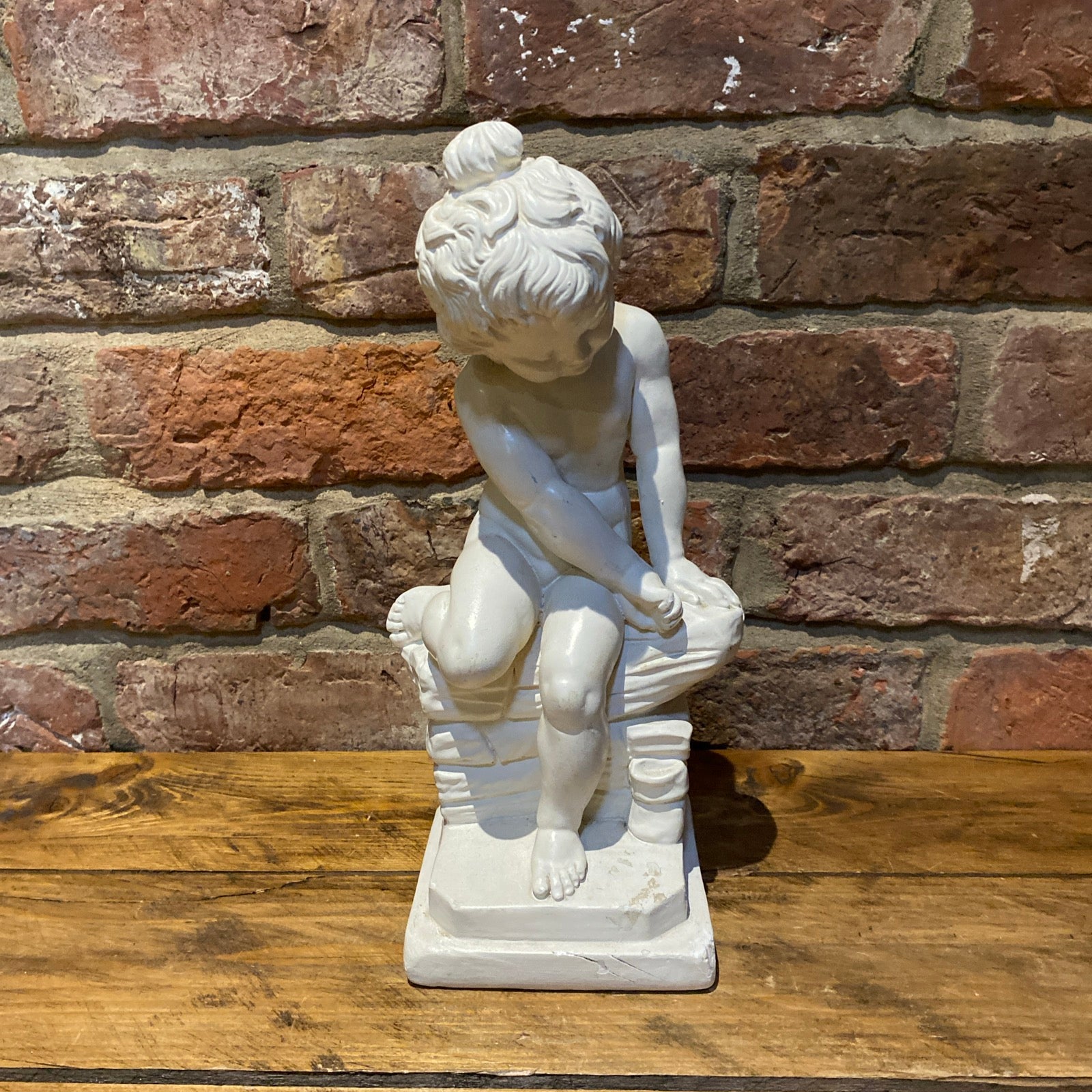 Vintage Chalkware Figure Of A Sitting Girl , 12.5 Inches High