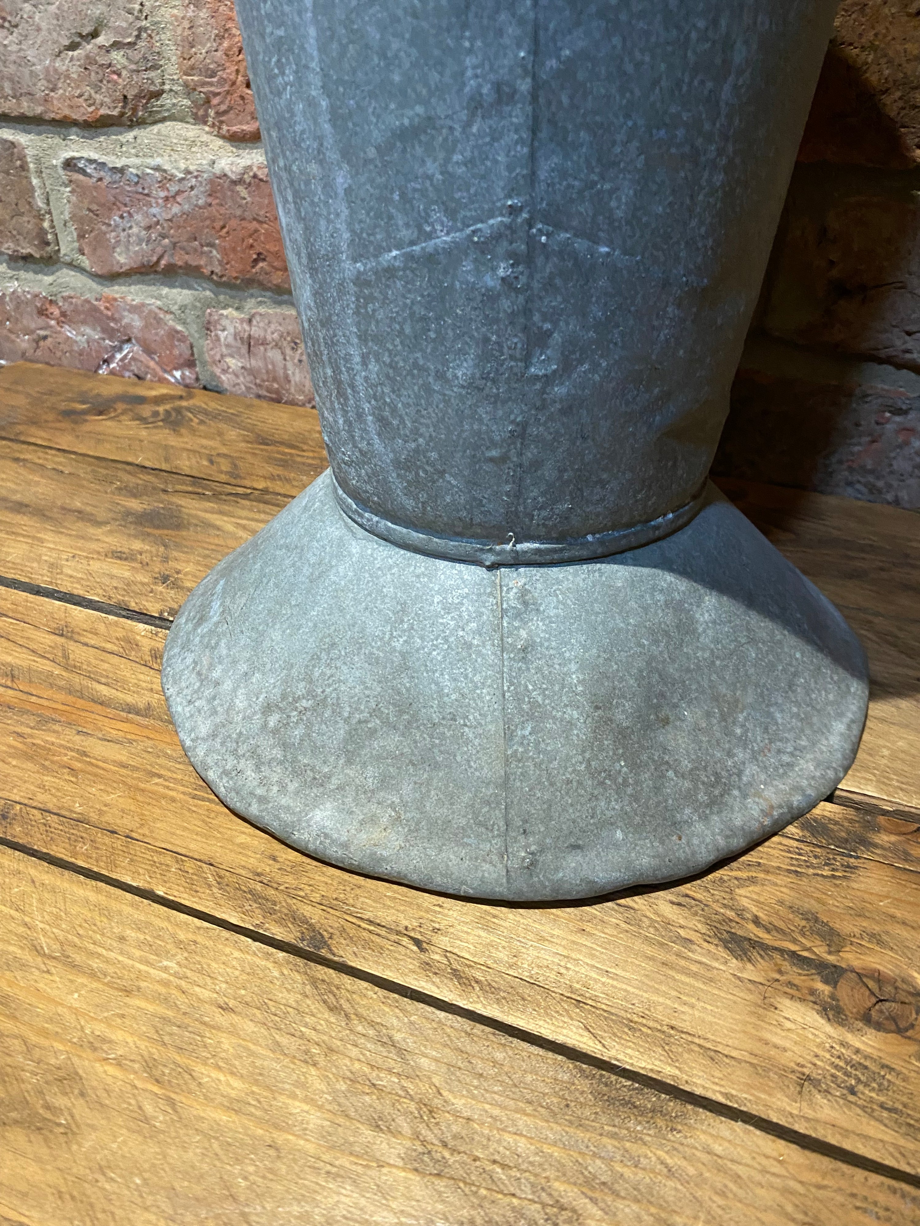 Large galvanised flower vase , shop display, outside planter