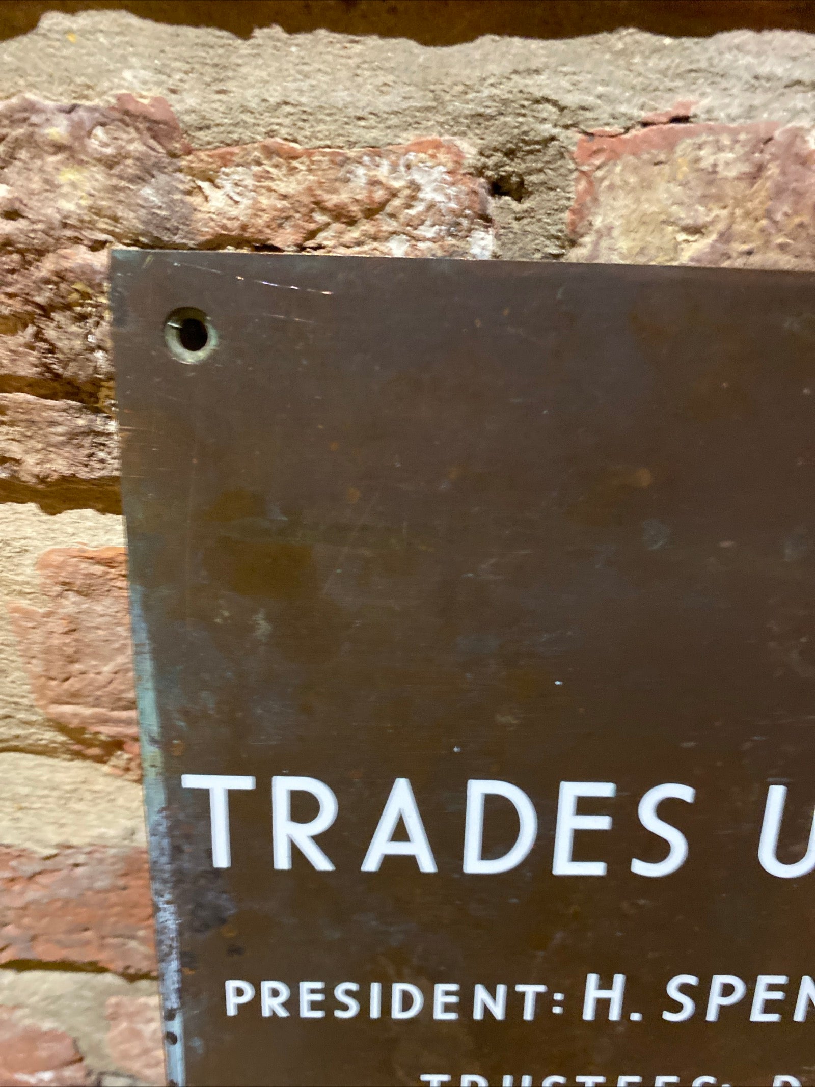 Vintage 1961 Trades Union And Labour Club Bronze Sign