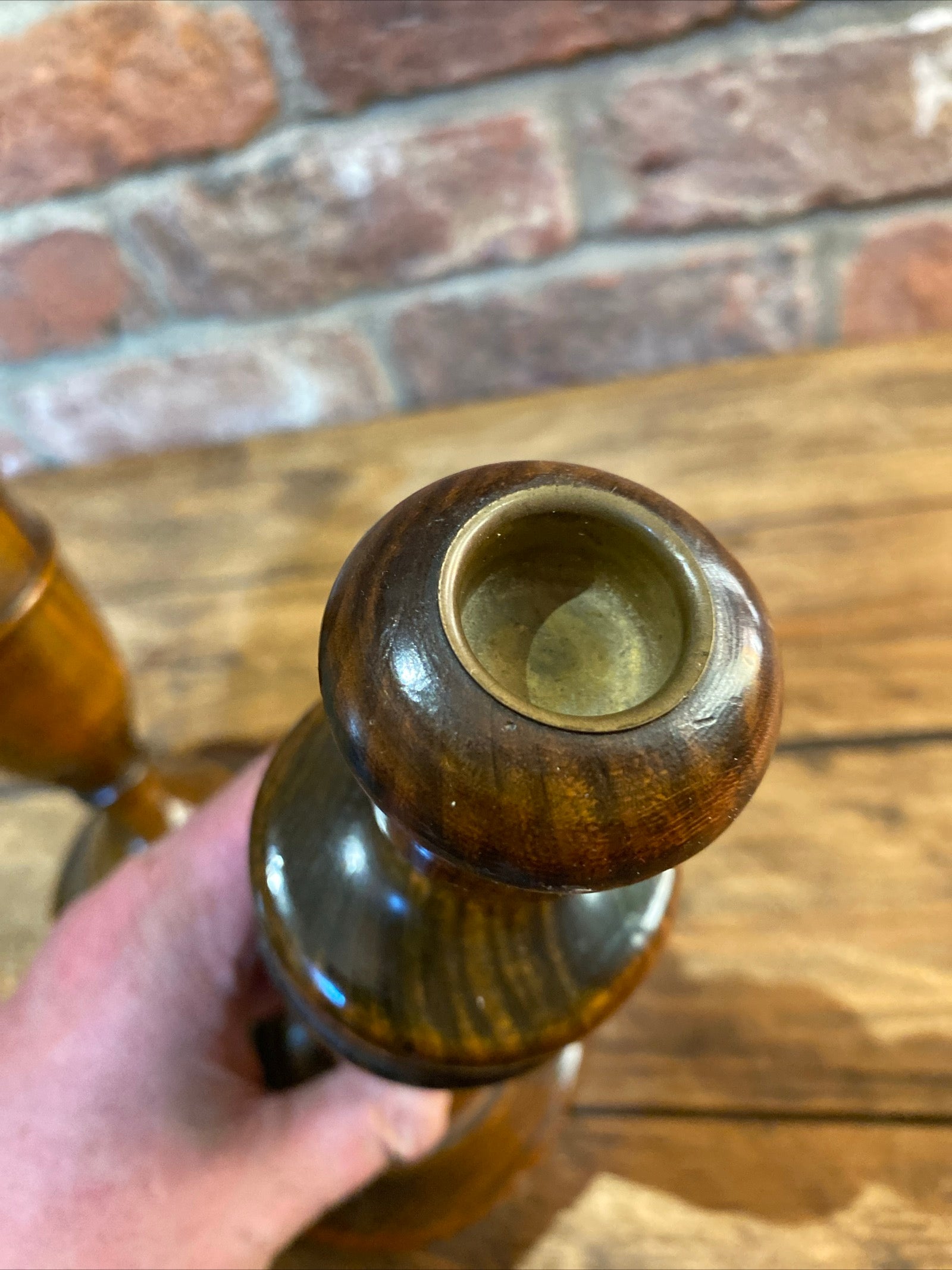 Antique Turned Wood Candlesticks