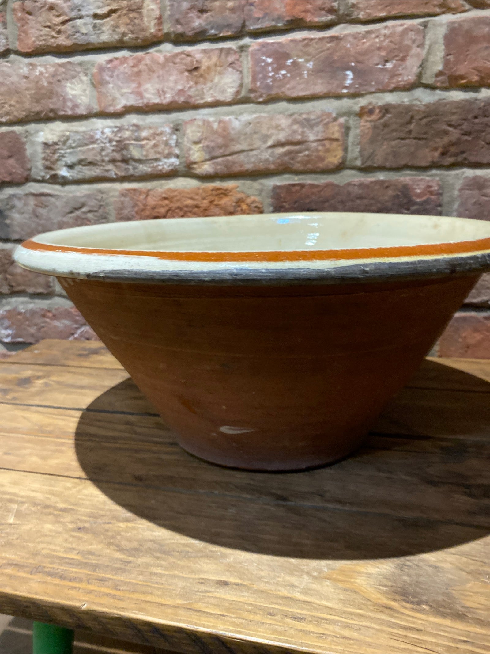 Vintage Dairy Bowl , Dough Proving Bowl, Pancheon , Earthenware