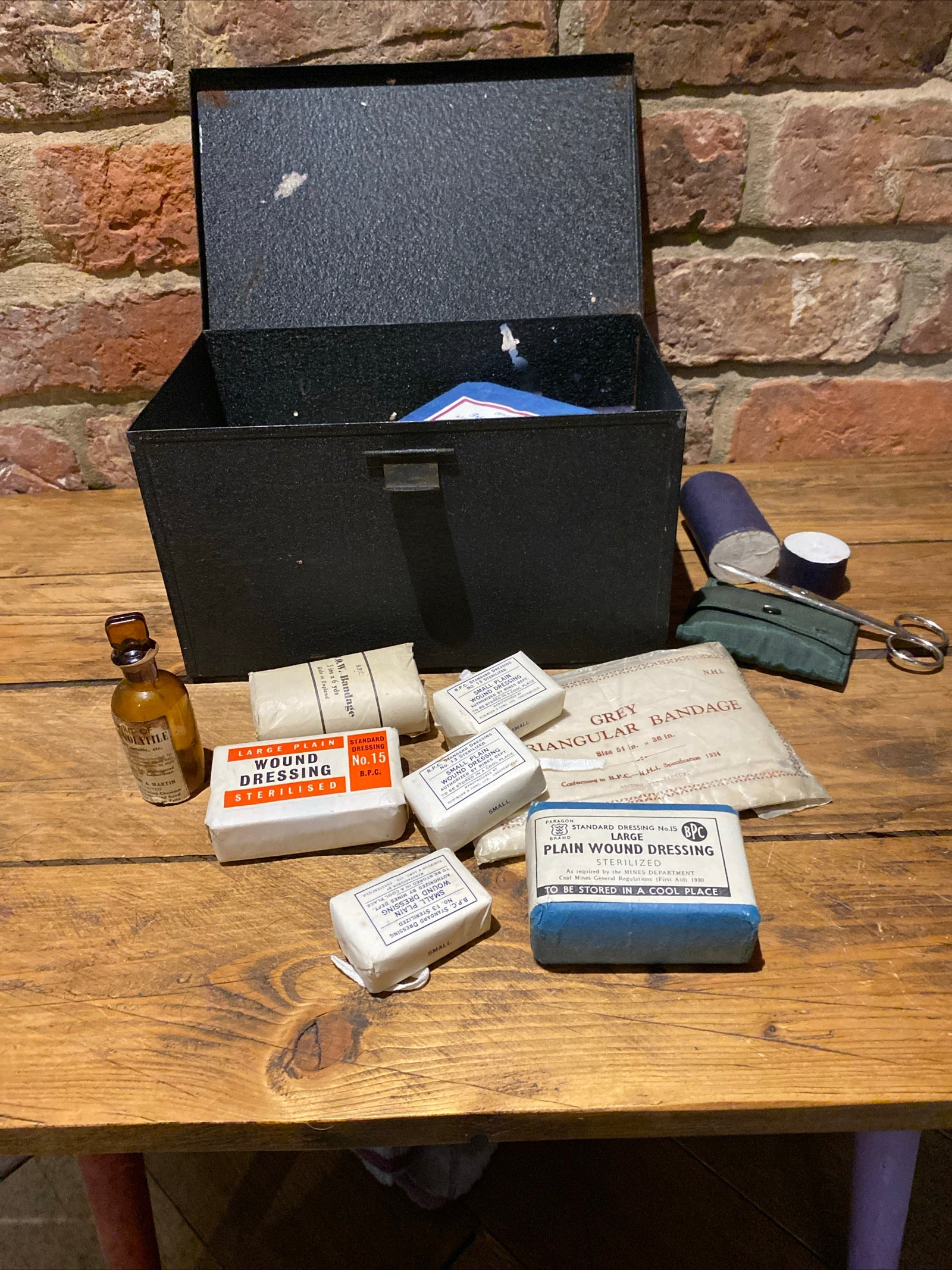 Vintage First Aid Box , With A Lot Of Contents