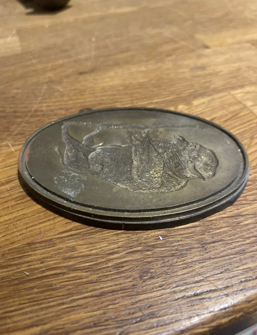 Unusual Buffalo Print Block , Engraved Block , Bronze