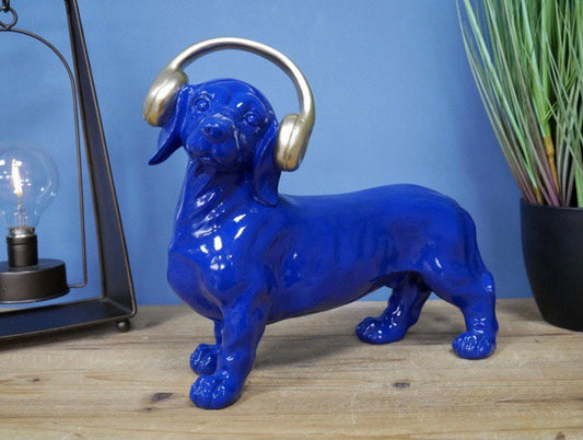 Blue Dog With Headphones