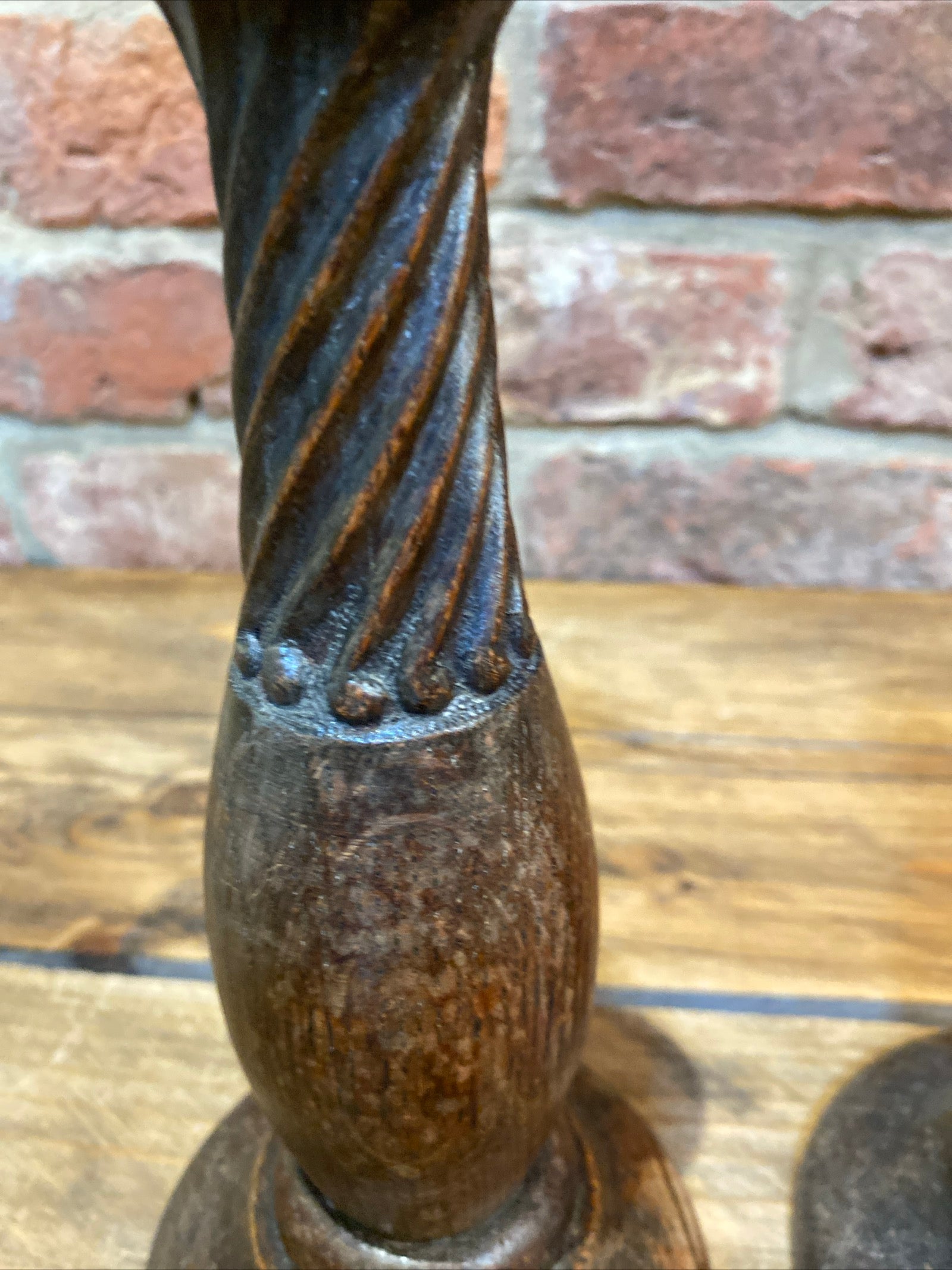 Pair Of Antique Turned Wood Candlesticks