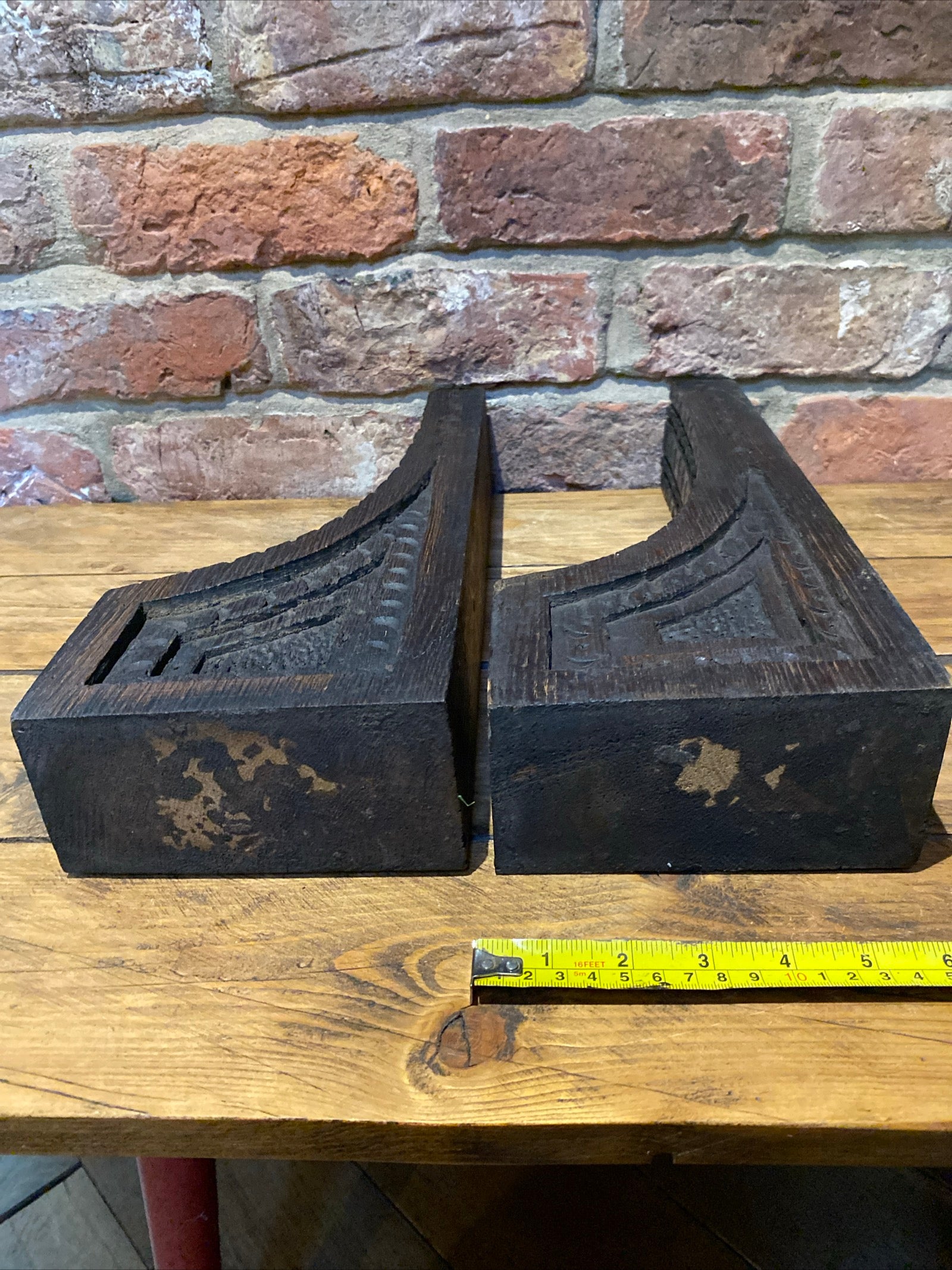 Pair Of Oak Carved , Shelf Brackets, Furniture Brackets