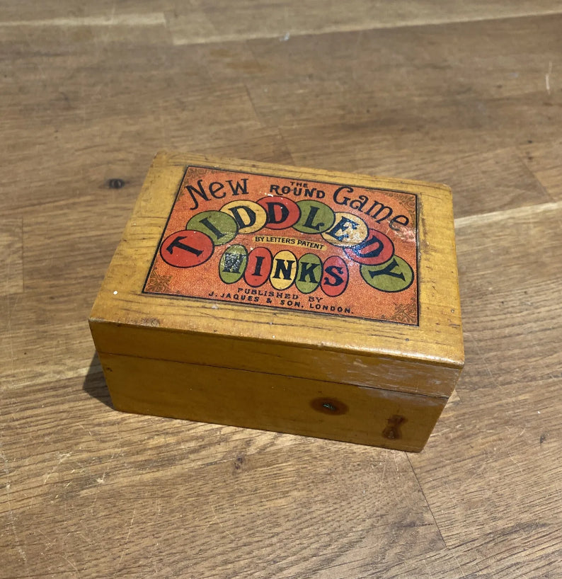 Antique Tiddledy Winks Box With Pieces, J Jaques & Son