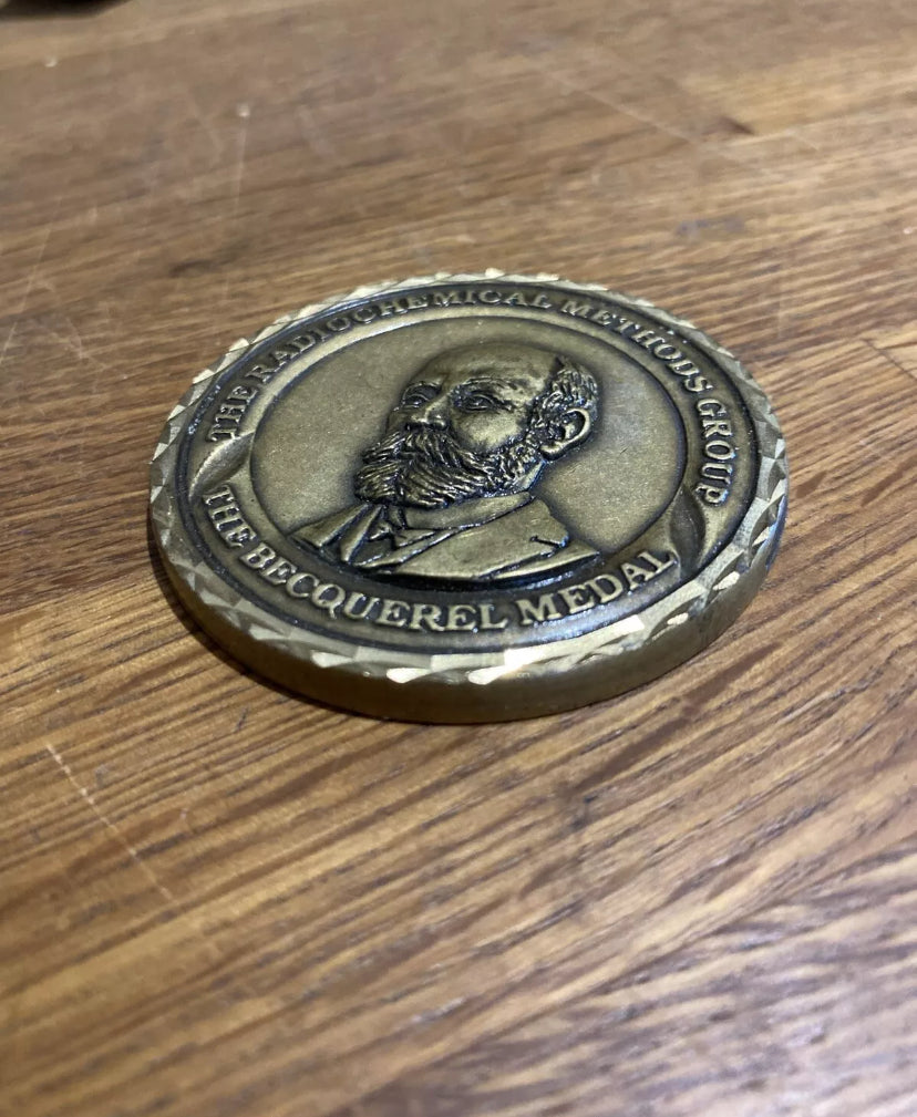 Vintage Brass Becquerel Medal, Radiochemical Methods Group