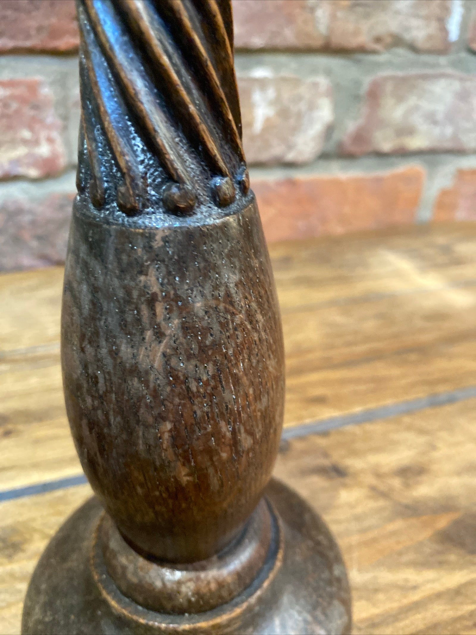 Pair Of Antique Turned Wood Candlesticks