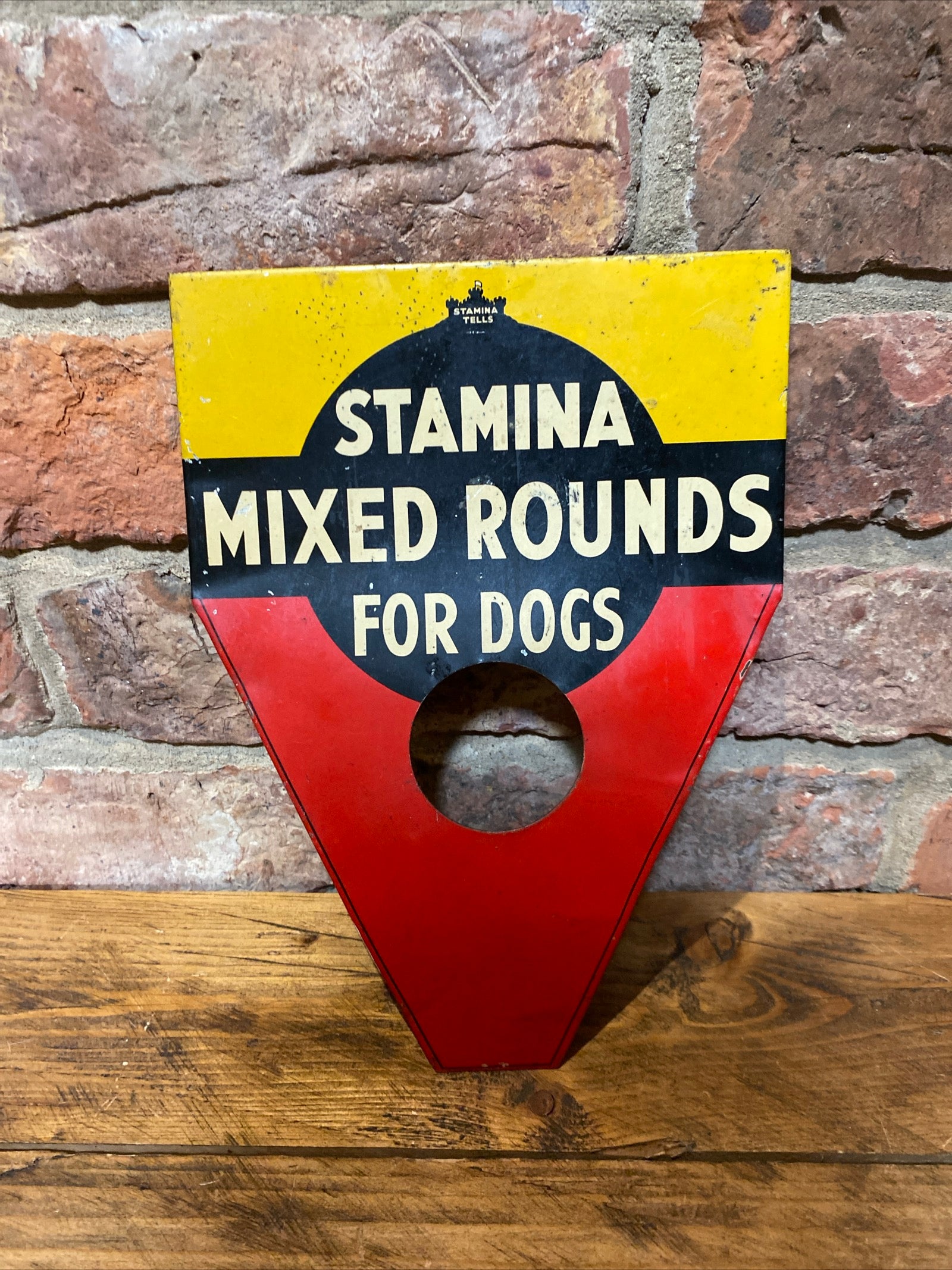 Vintage Small , Stamina Mixed Rounds For Dogs Tin Sign,