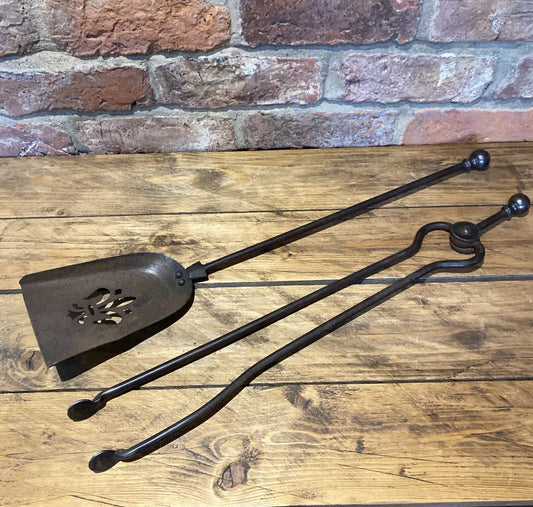 Antique Fire Tongs And Coal Shovel Companion Set