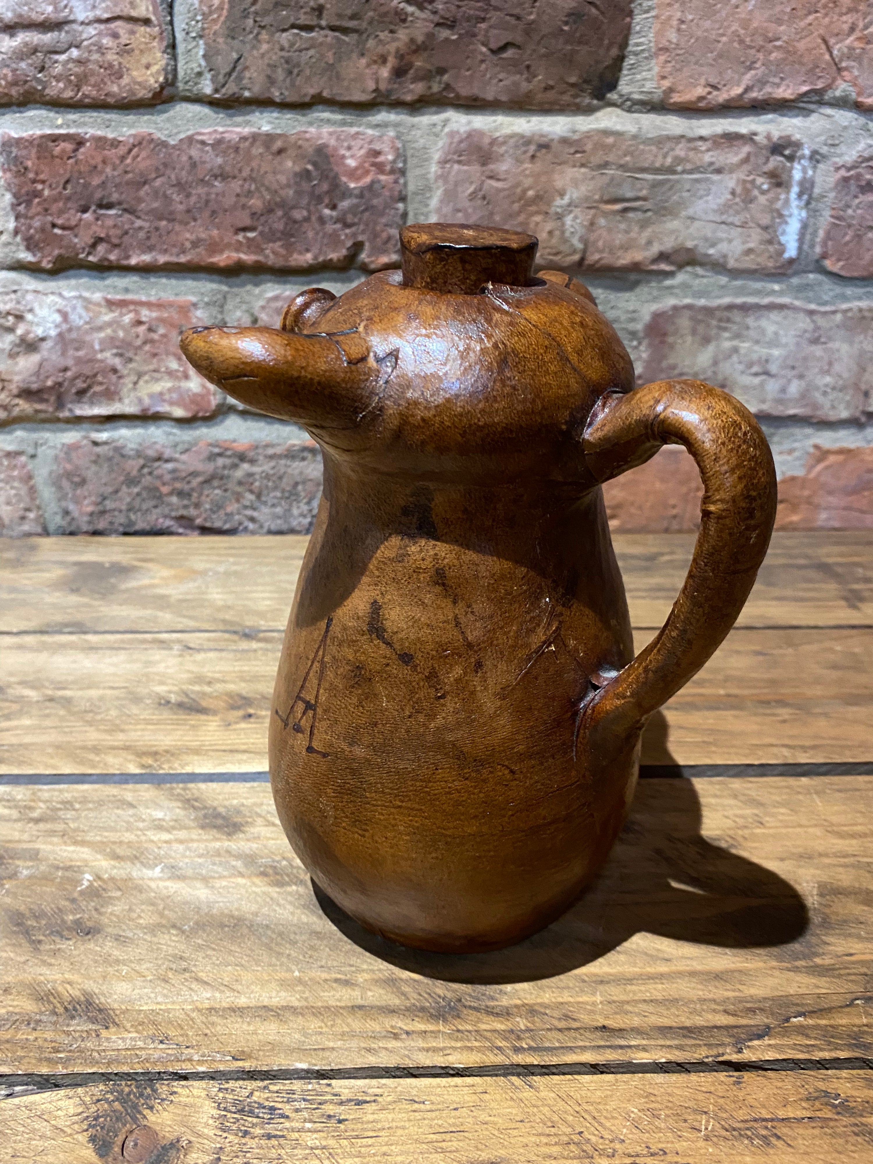 Vintage Spanish Leather Covered Jug or Bottle | Leather Decanter | Junkaholic Vintage UK