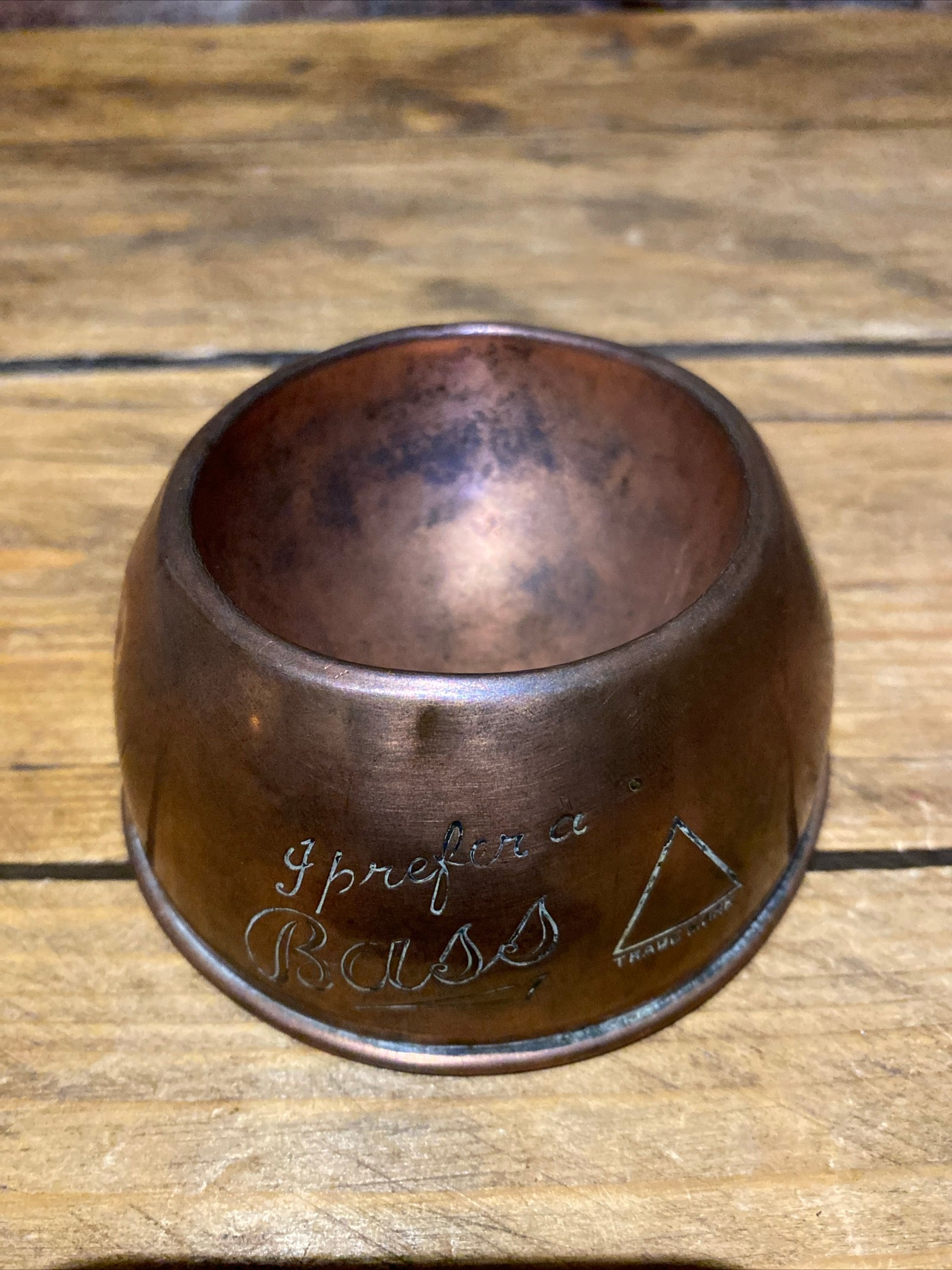 Vintage Copper Bass Ashtray , Early Version