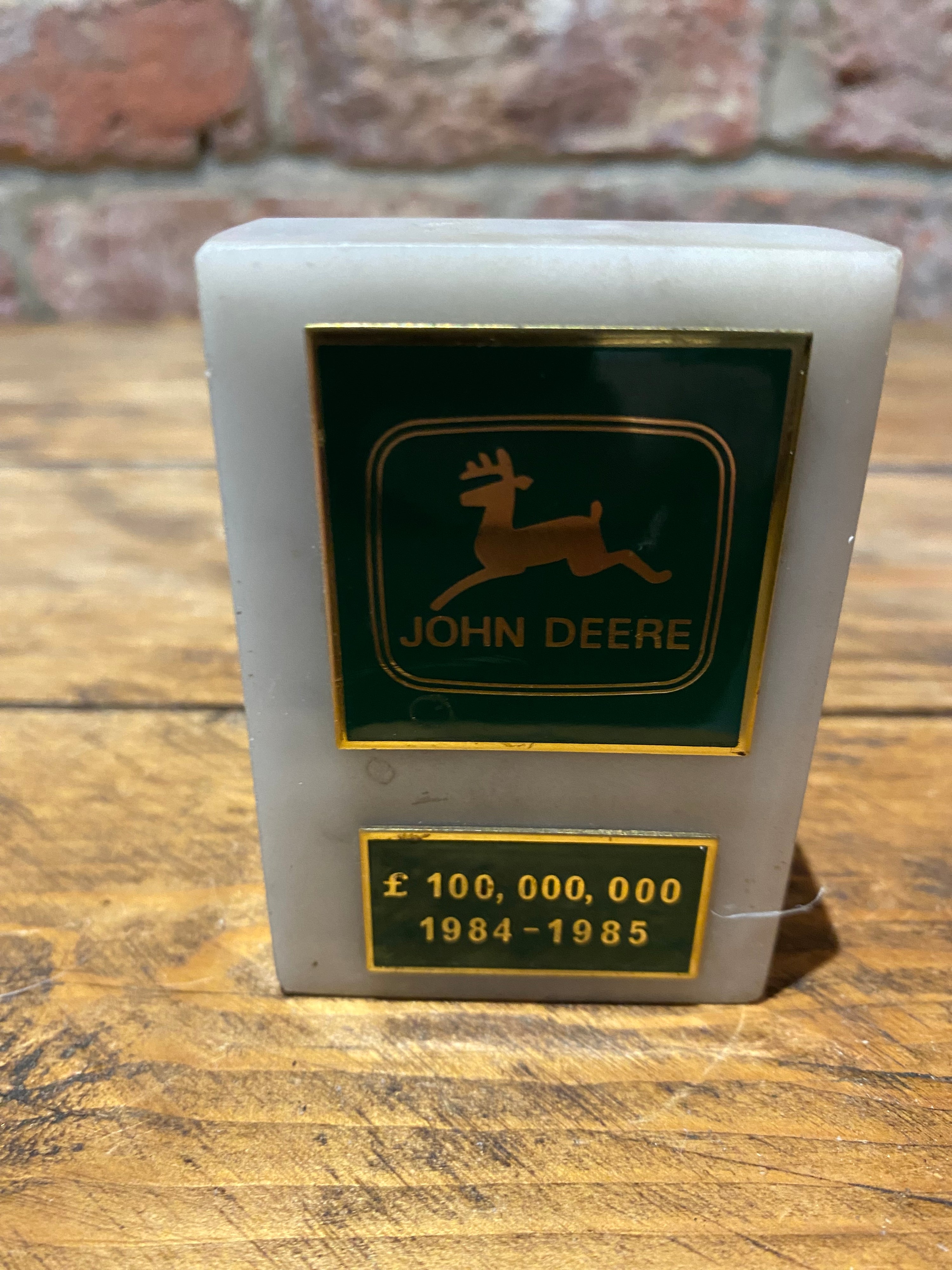 John Deere marble paperweight 1985