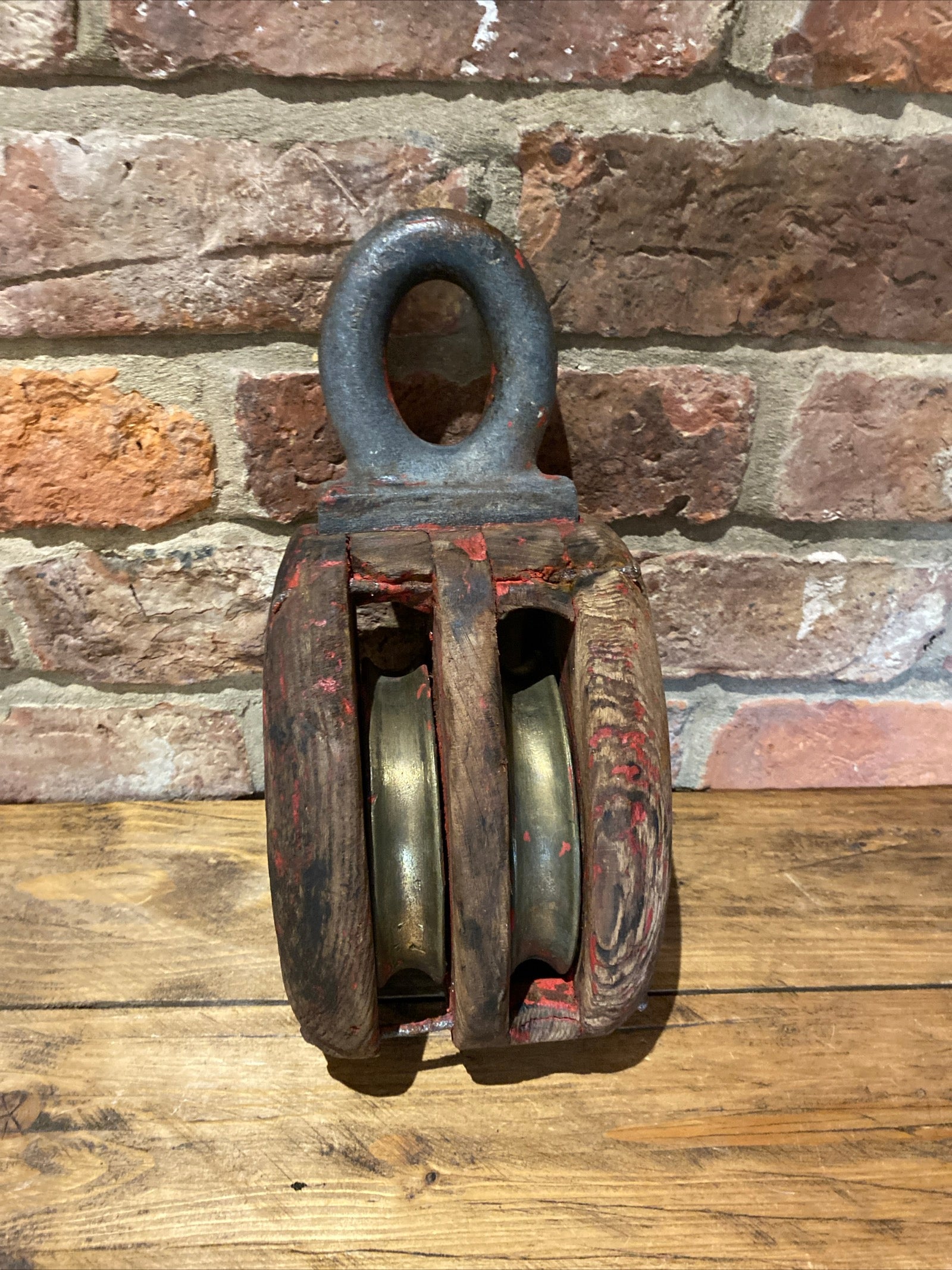 Antique/ Vintage Wooden Block And Tackle , Pulley , Nautical