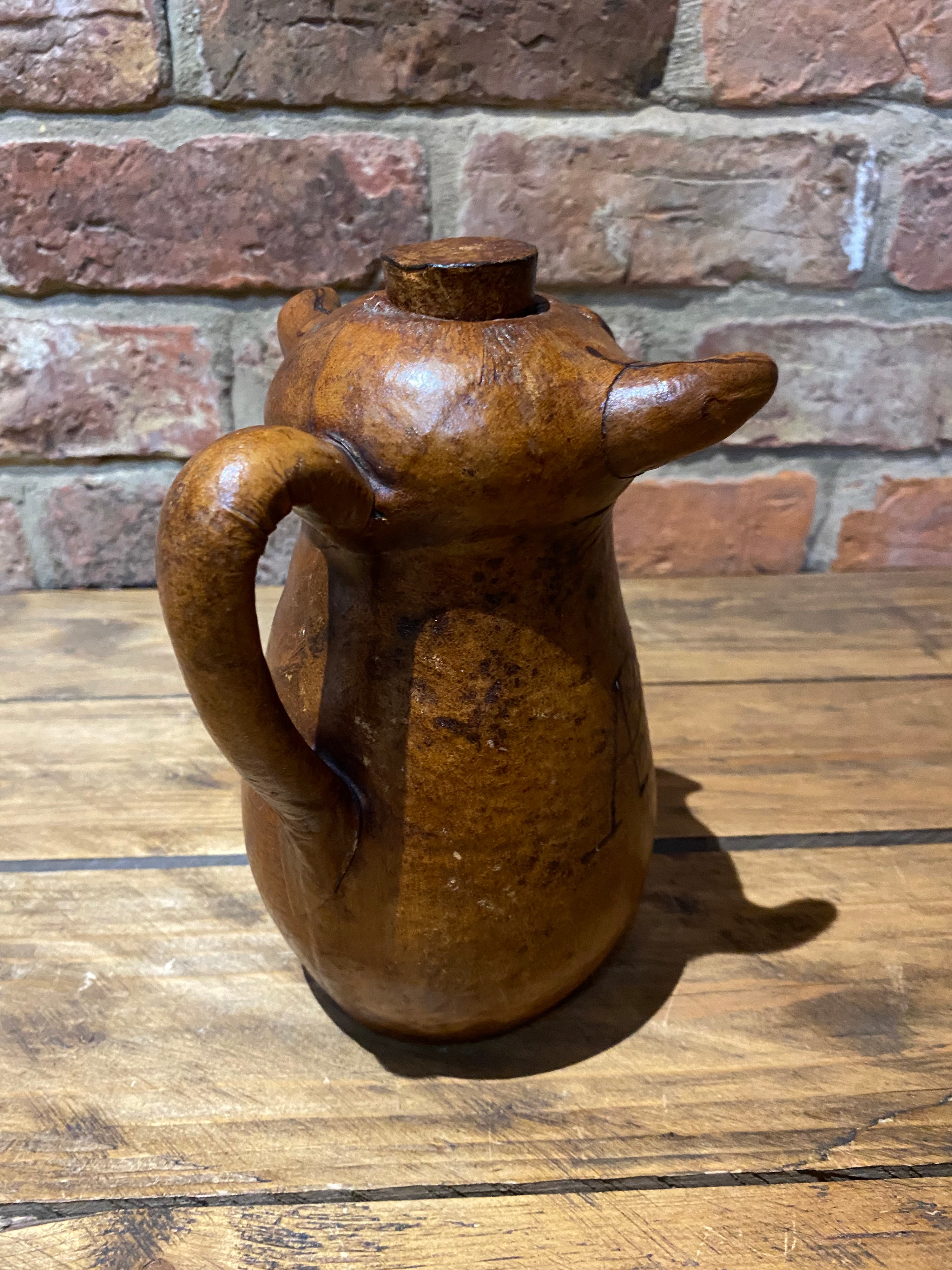 Vintage Spanish Leather Covered Jug or Bottle | Leather Decanter | Junkaholic Vintage UK