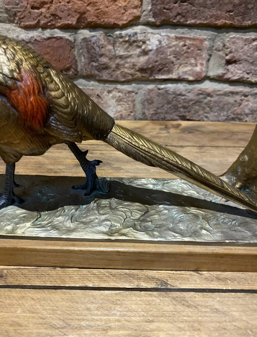 Cold Painted Spelter Pheasant Match Striker / Lighter Vintage