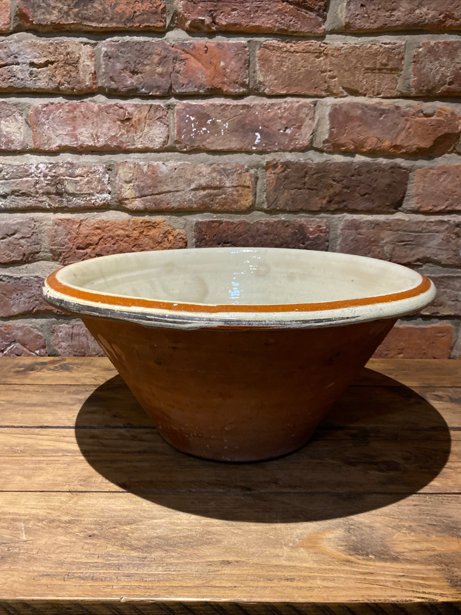 Vintage Dairy Bowl , Dough Proving Bowl, Pancheon , Earthenware