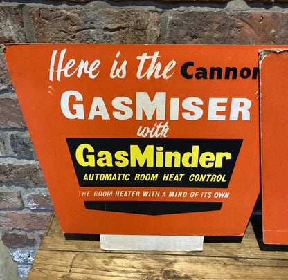 Pair Of Cannon “gasmiser” Gasminder Cardboard Display Signs