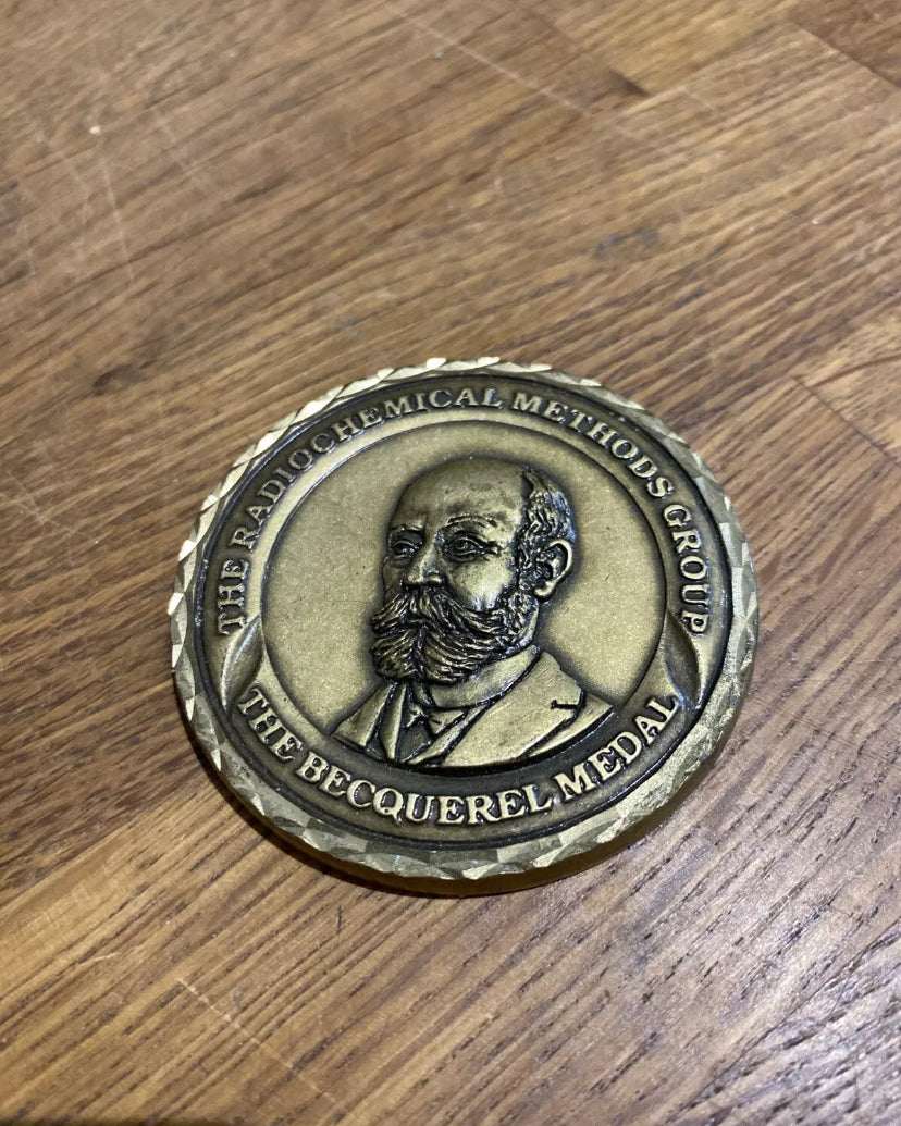 Vintage Brass Becquerel Medal, Radiochemical Methods Group