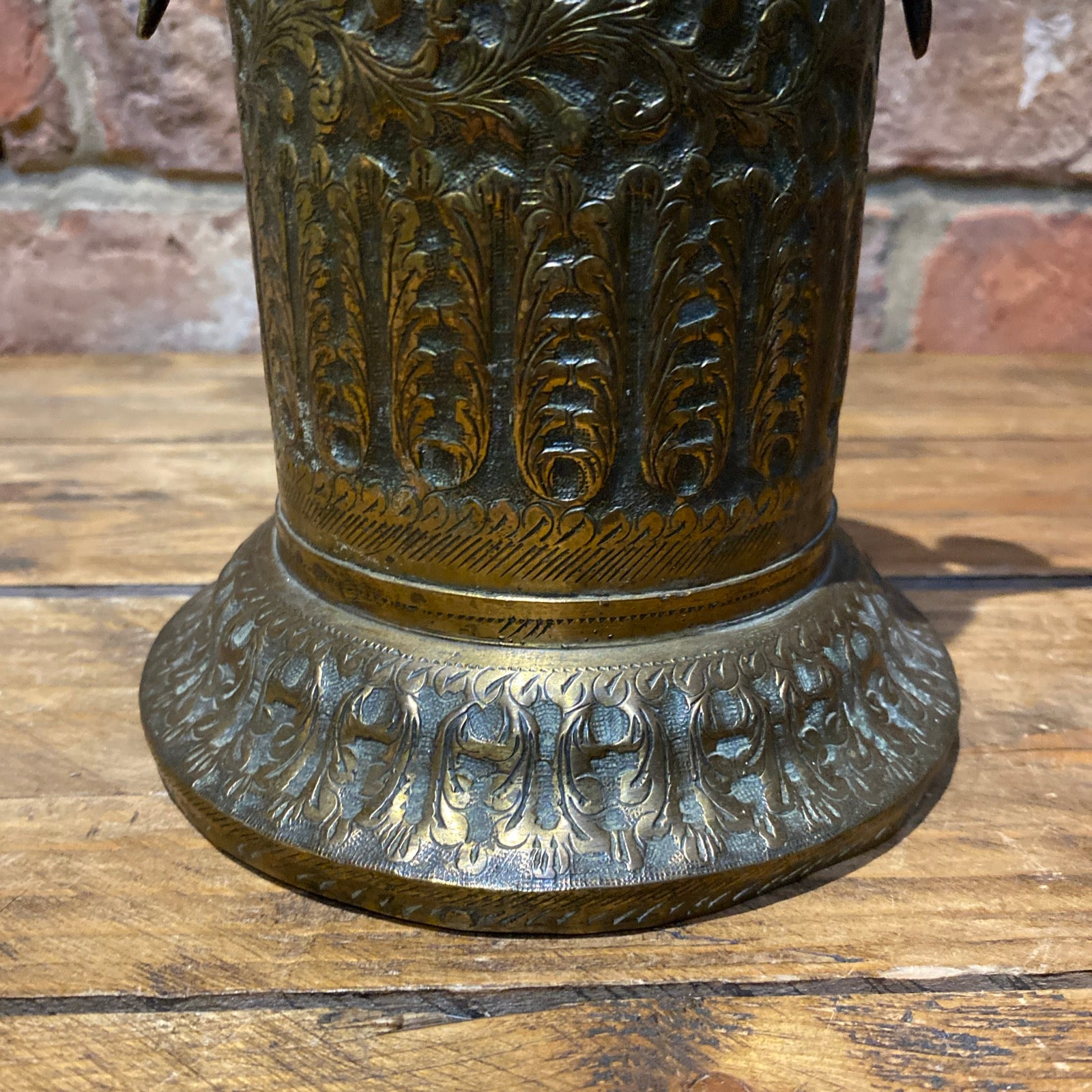 Vintage Indian Brass Vase With Cobra Snake Handles