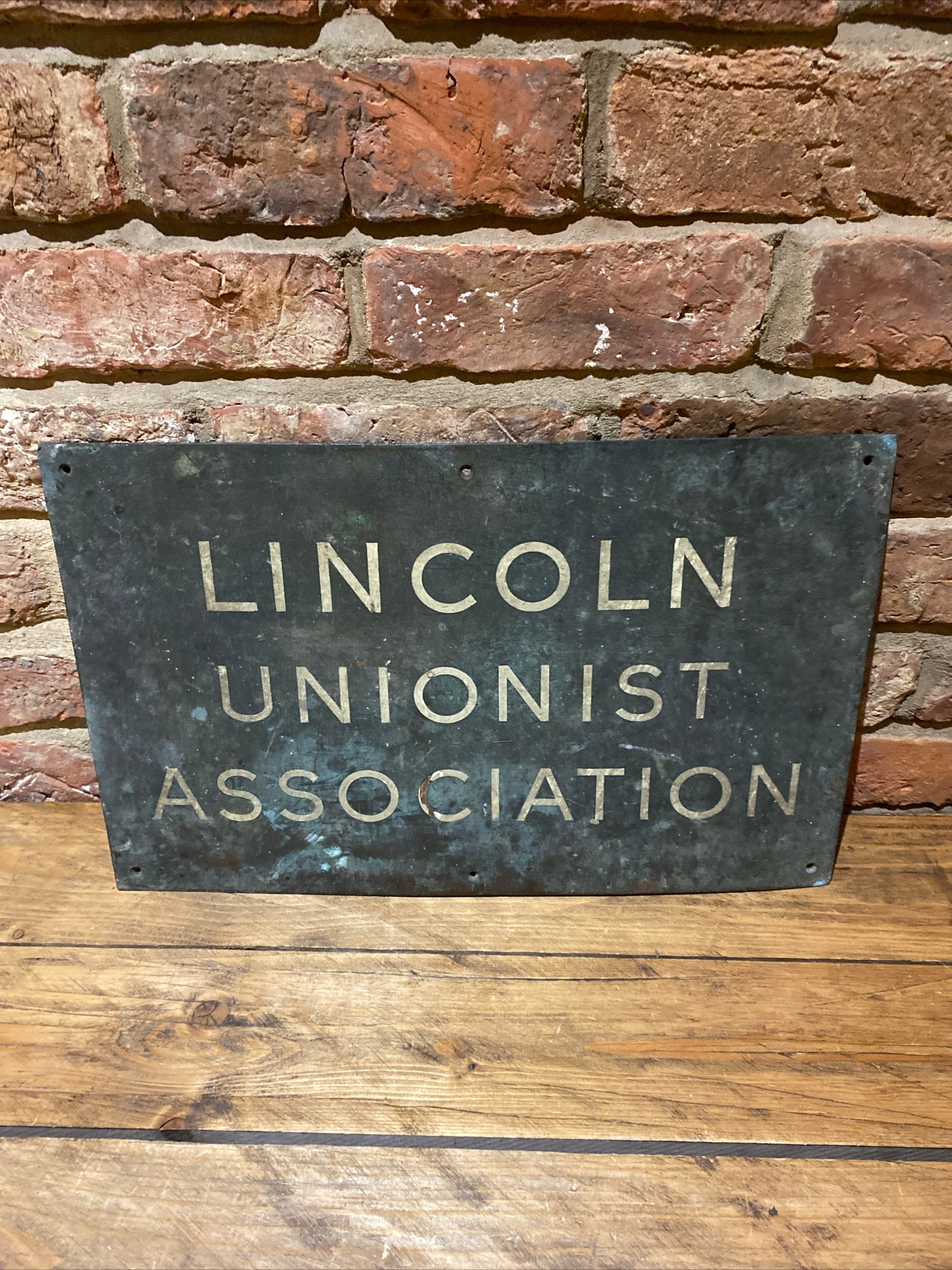 Vintage Lincoln Unionist Association Bronze Sign