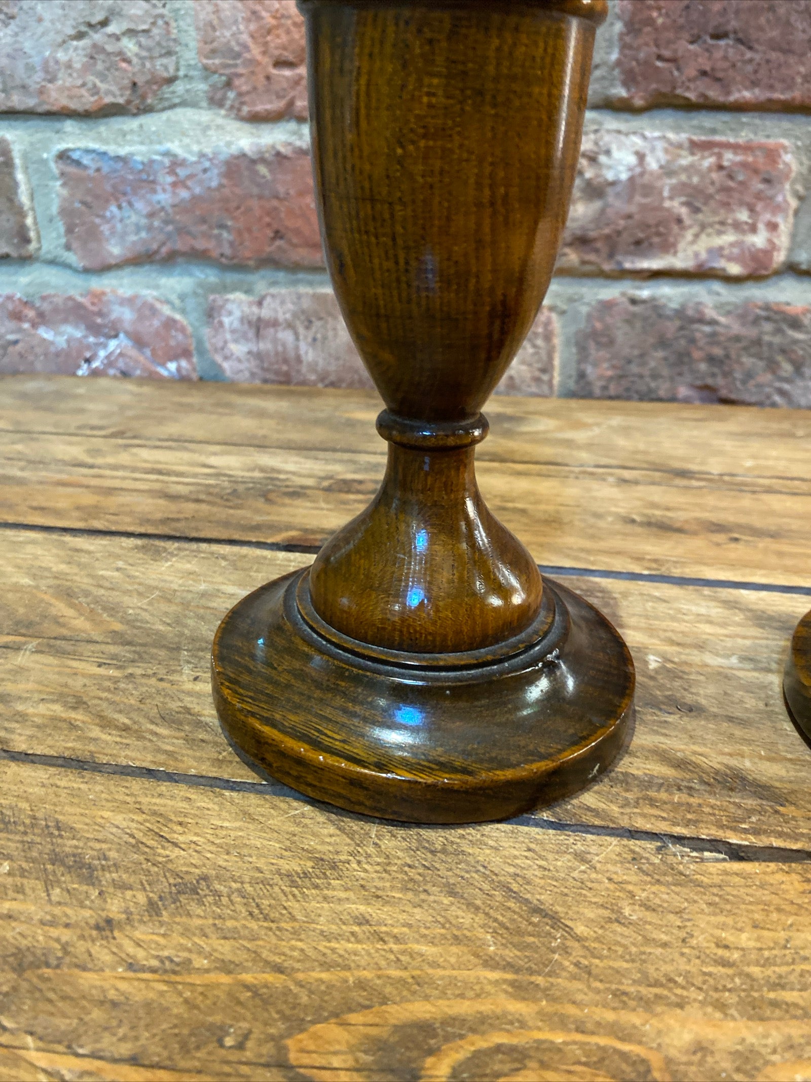 Antique Turned Wood Candlesticks