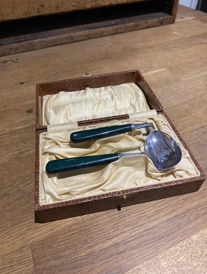 Vintage Baby Pusher And Spoon , Epns