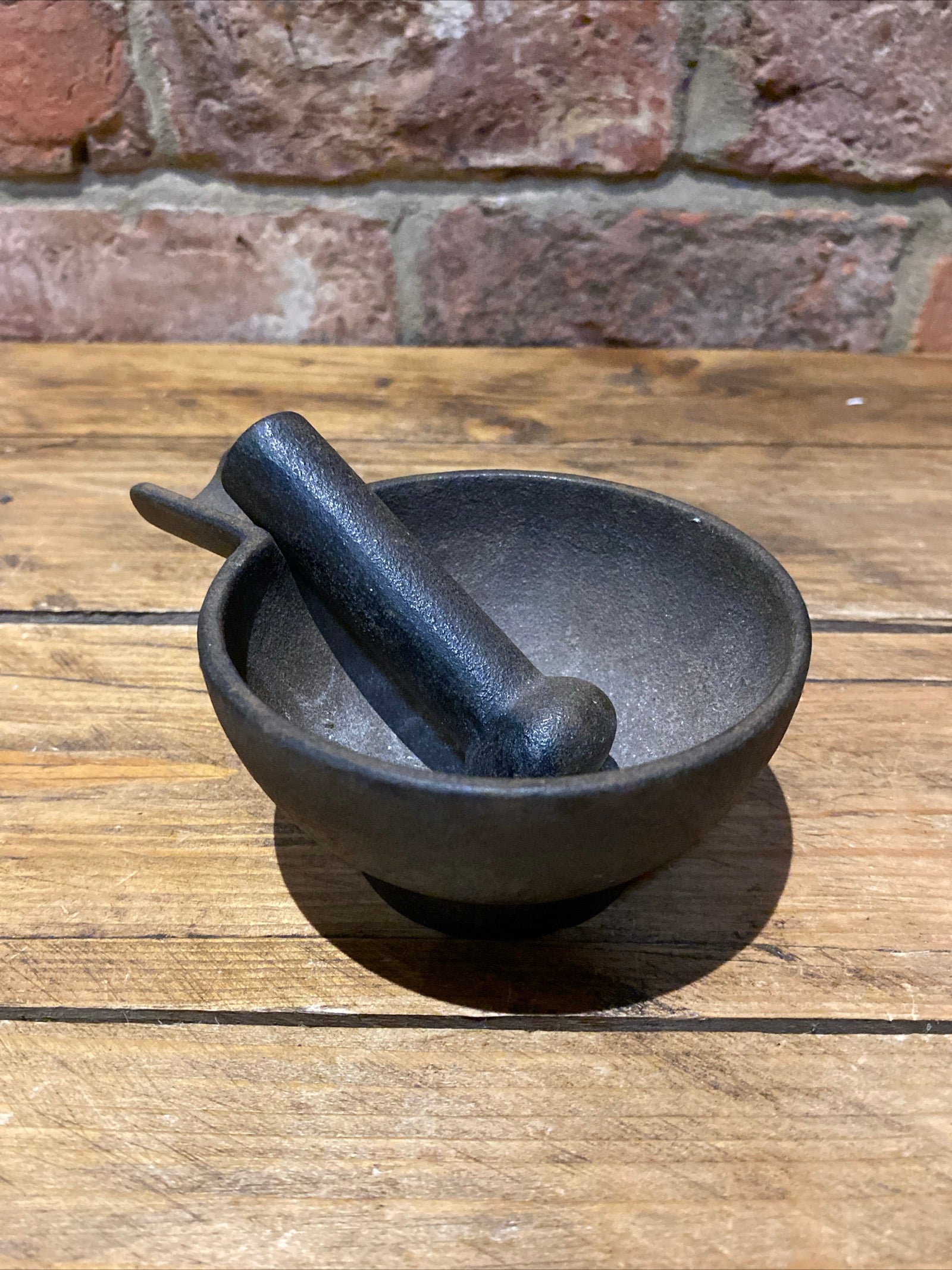 Vintage Cast Iron Pestle And Mortar With Spout