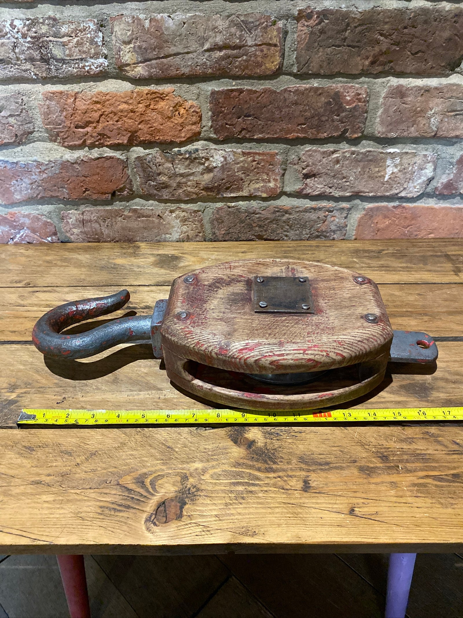 Antique/ Vintage Wooden Block And Tackle Pulley, Nautical