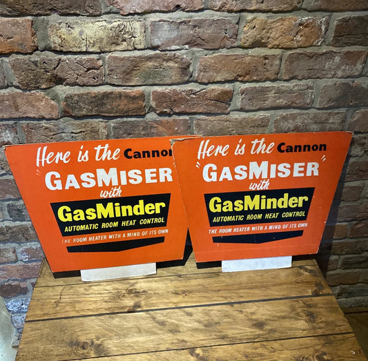 Pair Of Cannon “gasmiser” Gasminder Cardboard Display Signs