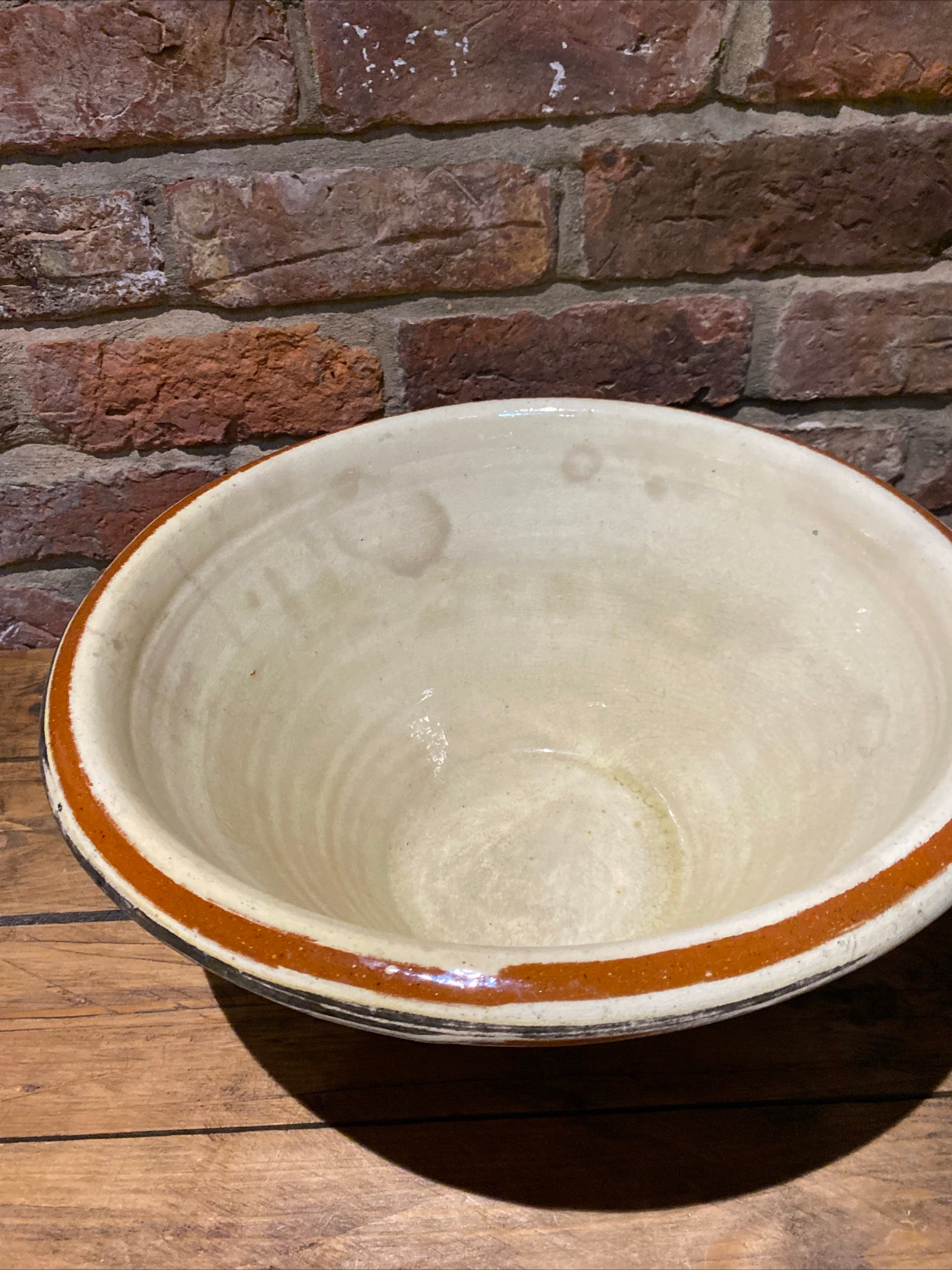 Vintage Dairy Bowl , Dough Proving Bowl, Pancheon , Earthenware