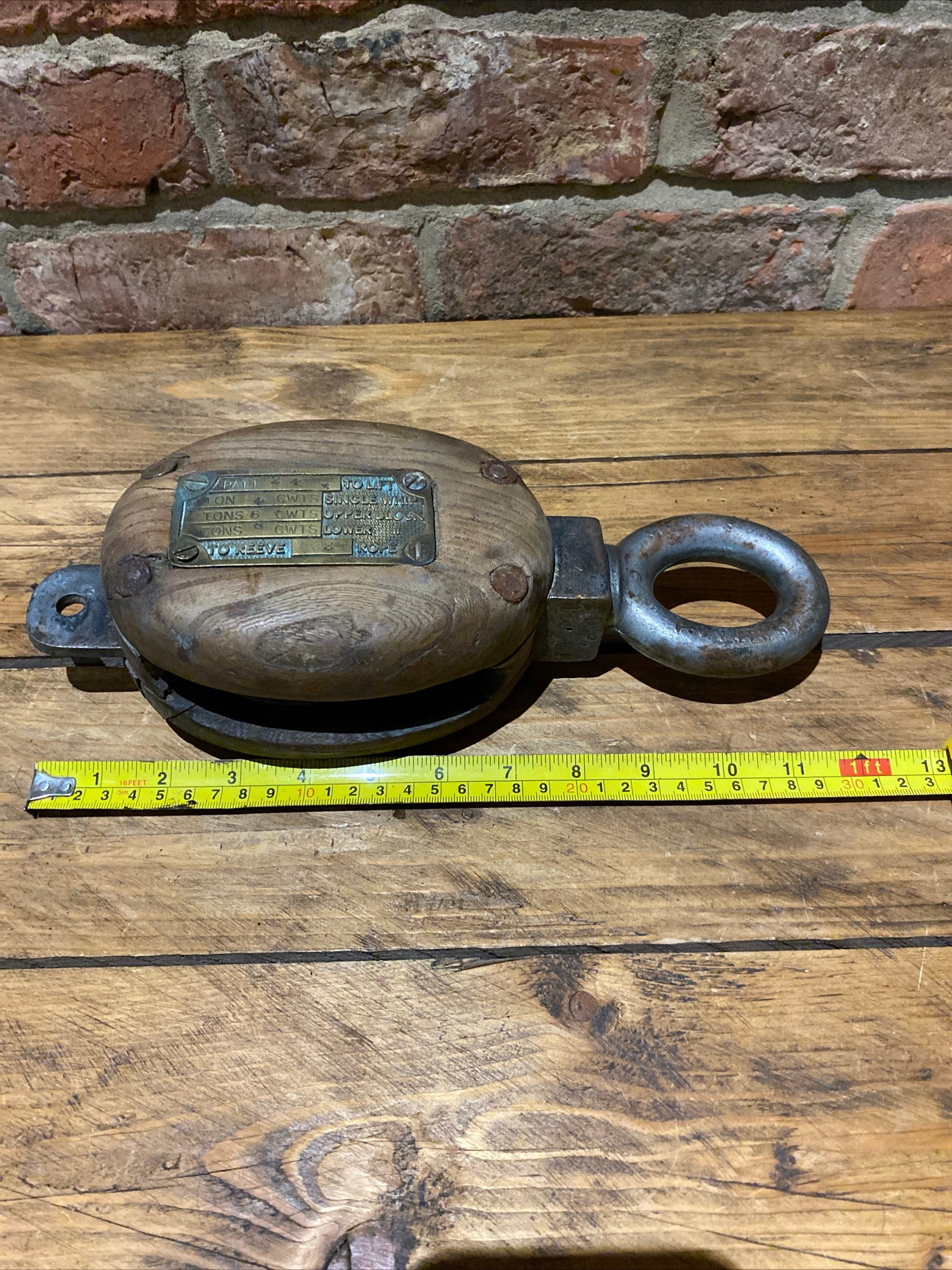 Antique/ Vintage Wooden Block And Tackle Pulley, Nautical