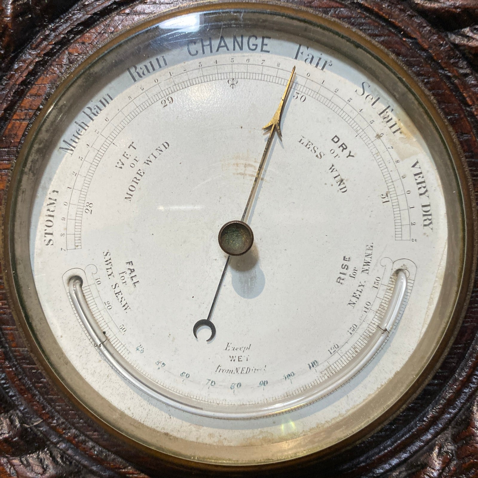 Antique Oak Barometer, Carved Rope Design