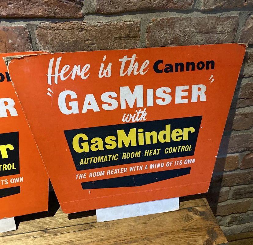 Pair Of Cannon “gasmiser” Gasminder Cardboard Display Signs