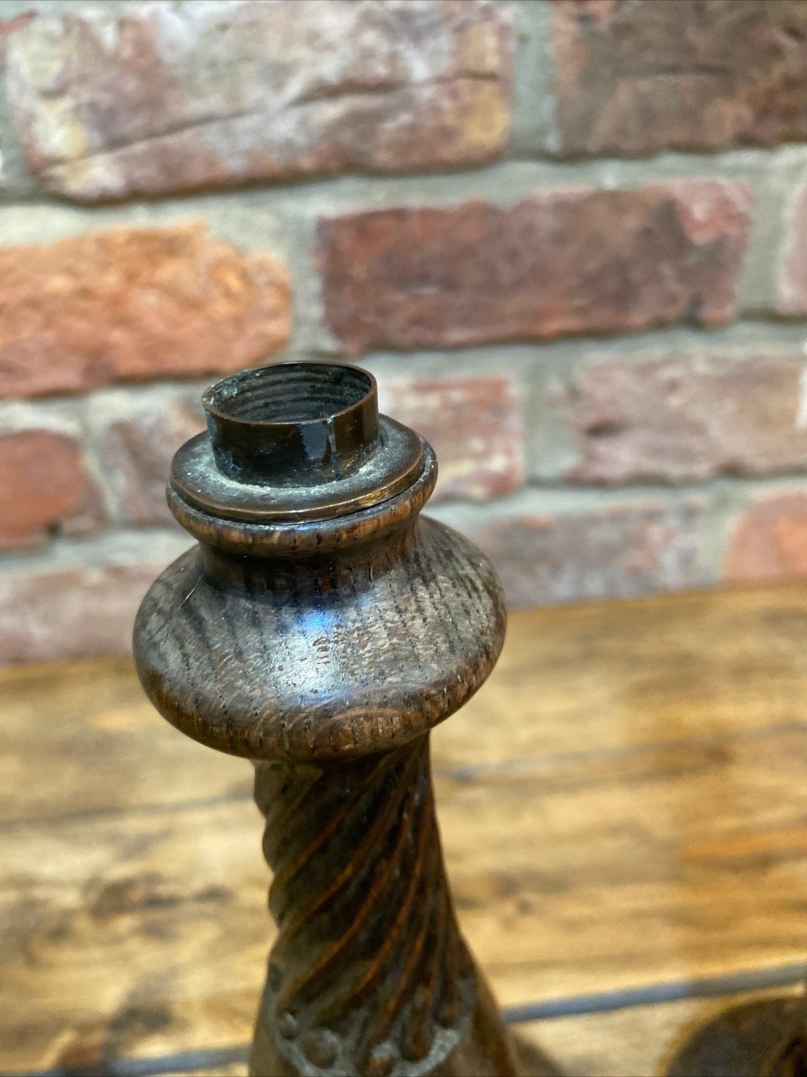 Pair Of Antique Turned Wood Candlesticks