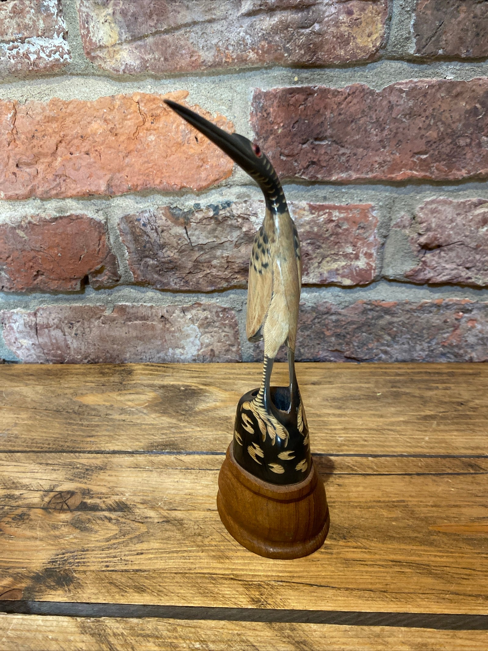 Vintage Bird Ornament, Carved Horn