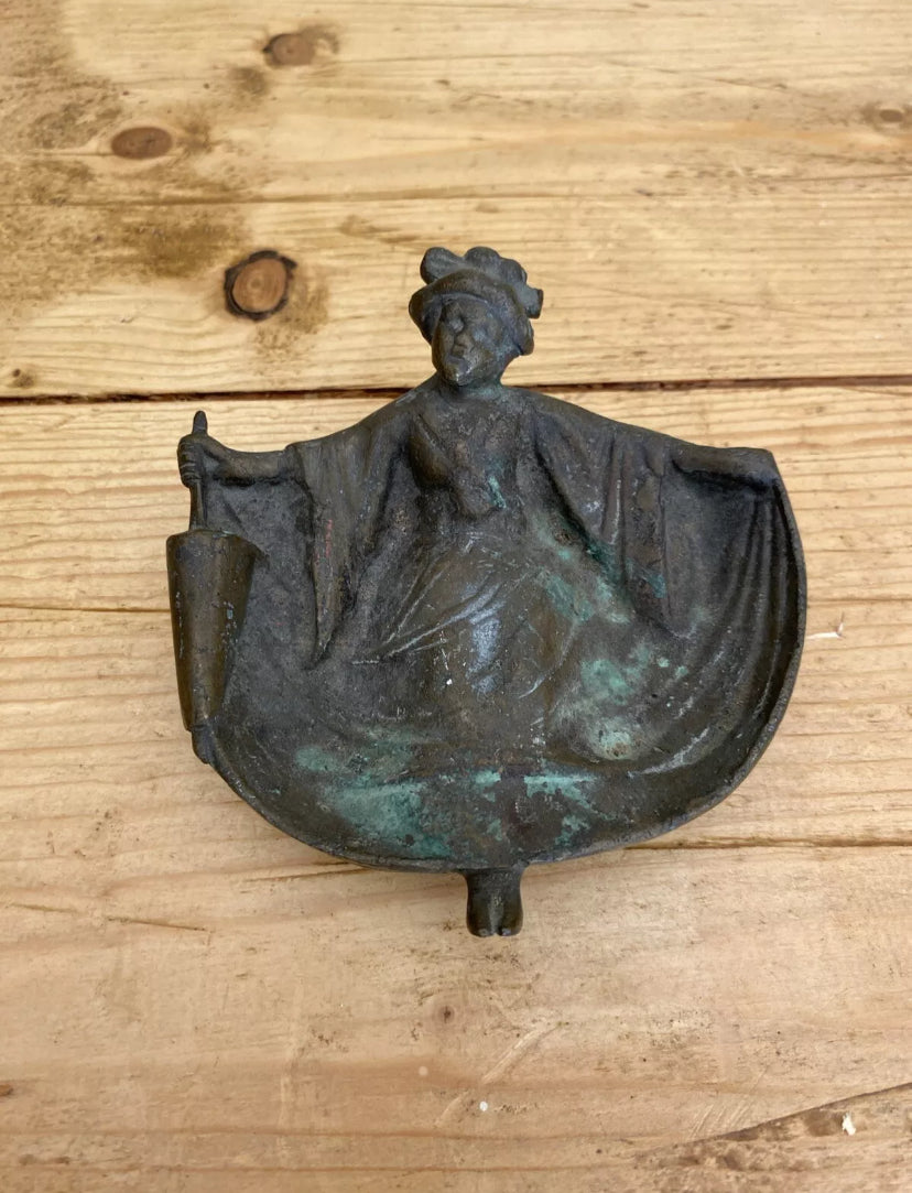 Novelty Bronze Geisha Woman Ashtray / Trinket Dish. Naughty Bottom