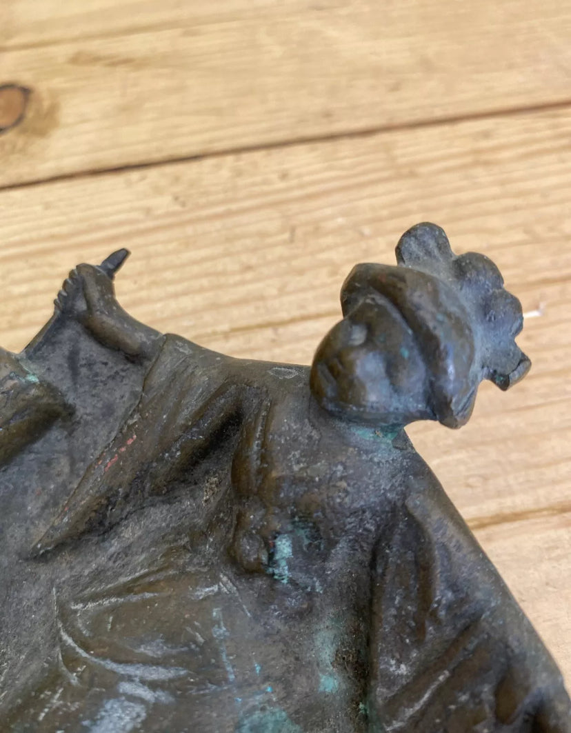 Novelty Bronze Geisha Woman Ashtray / Trinket Dish. Naughty Bottom