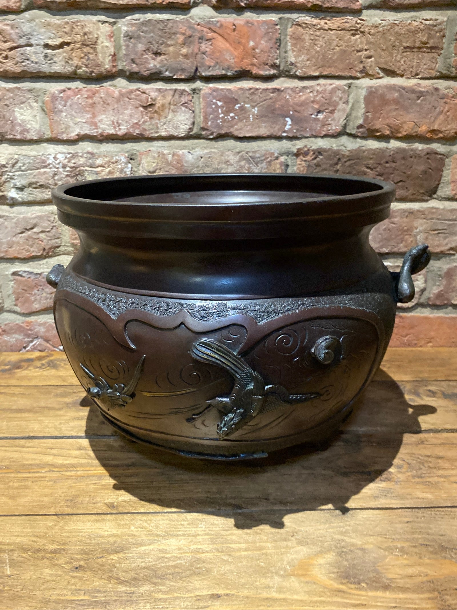 Antique Meiji Bronze Jardiniere / Planter