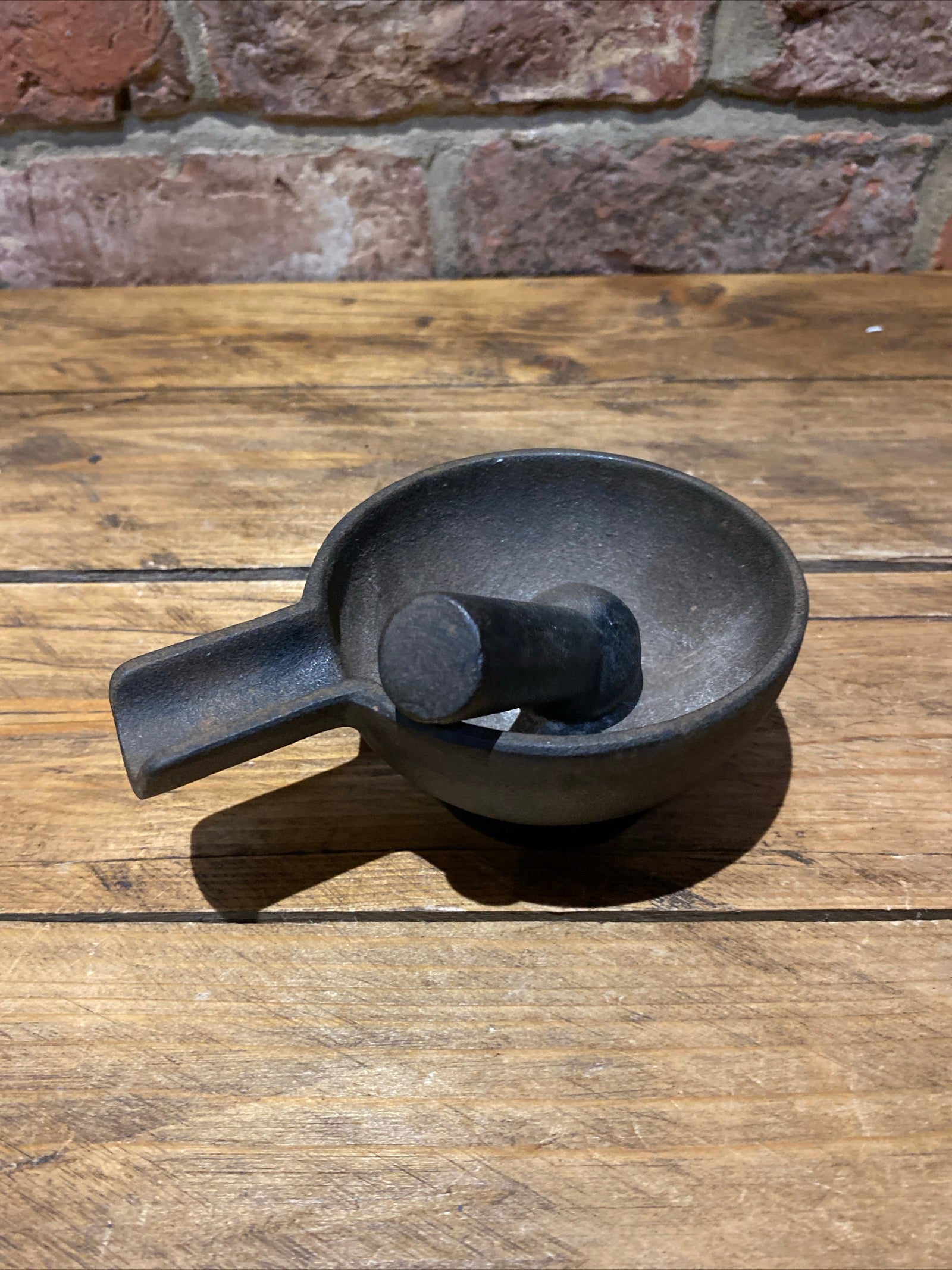 Vintage Cast Iron Pestle And Mortar With Spout