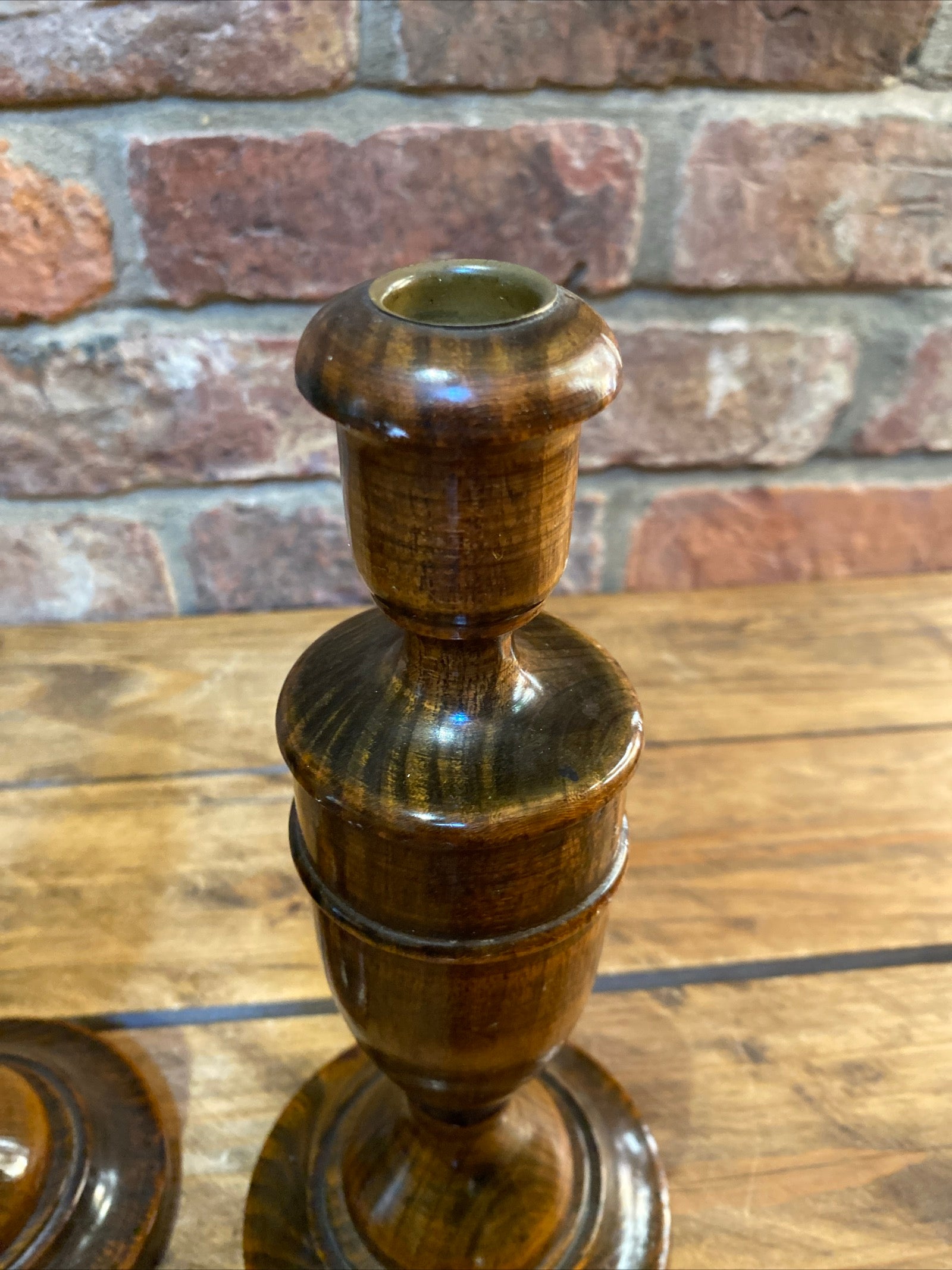 Antique Turned Wood Candlesticks