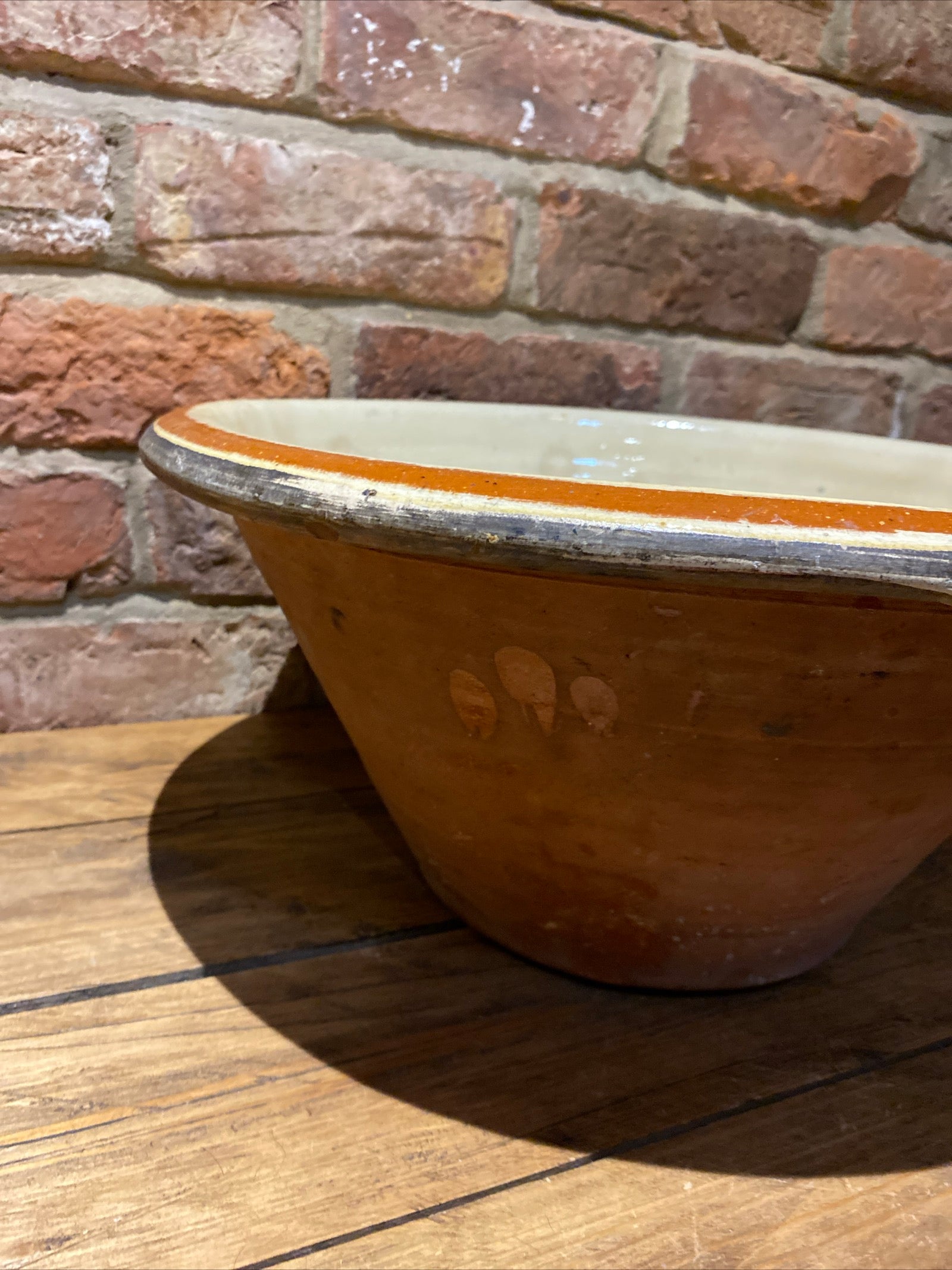 Vintage Dairy Bowl , Dough Proving Bowl, Pancheon , Earthenware