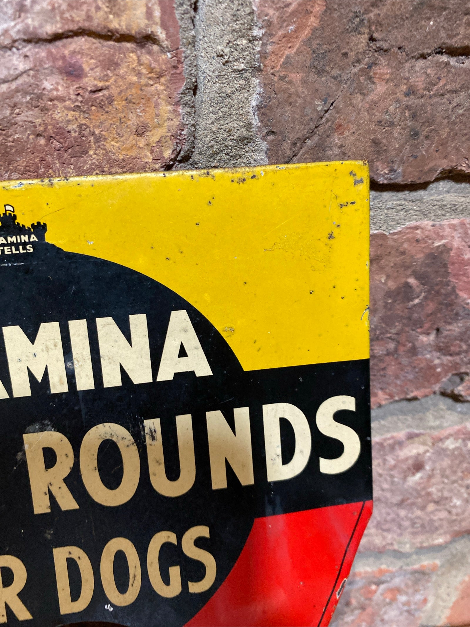 Vintage Small , Stamina Mixed Rounds For Dogs Tin Sign,