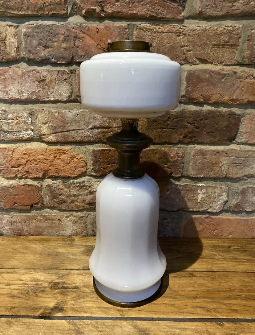 Antique/ Vintage Oil Lamp Base , Milk Glass, Large