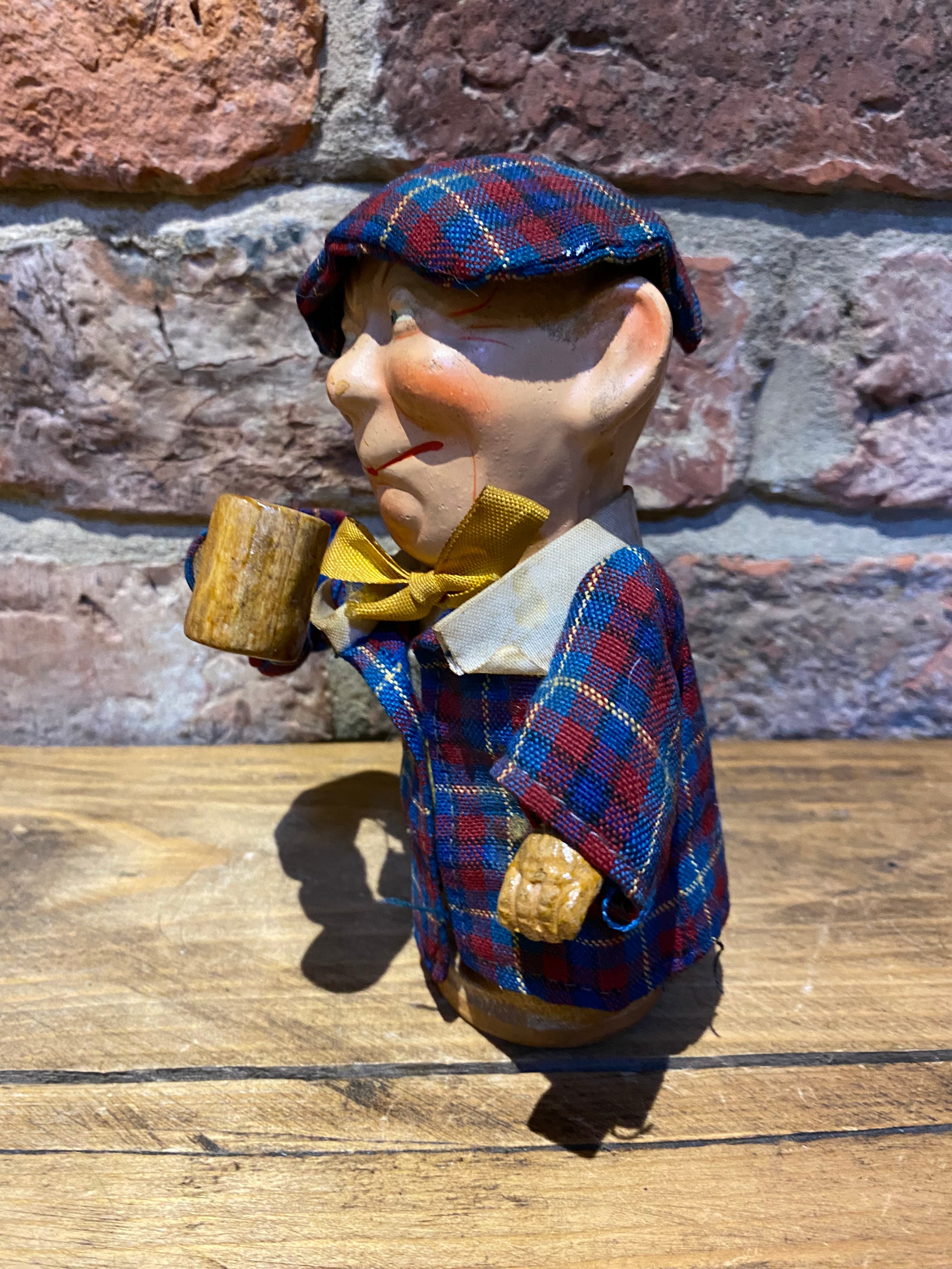 Vintage Drunk Man Push Puppet Toy