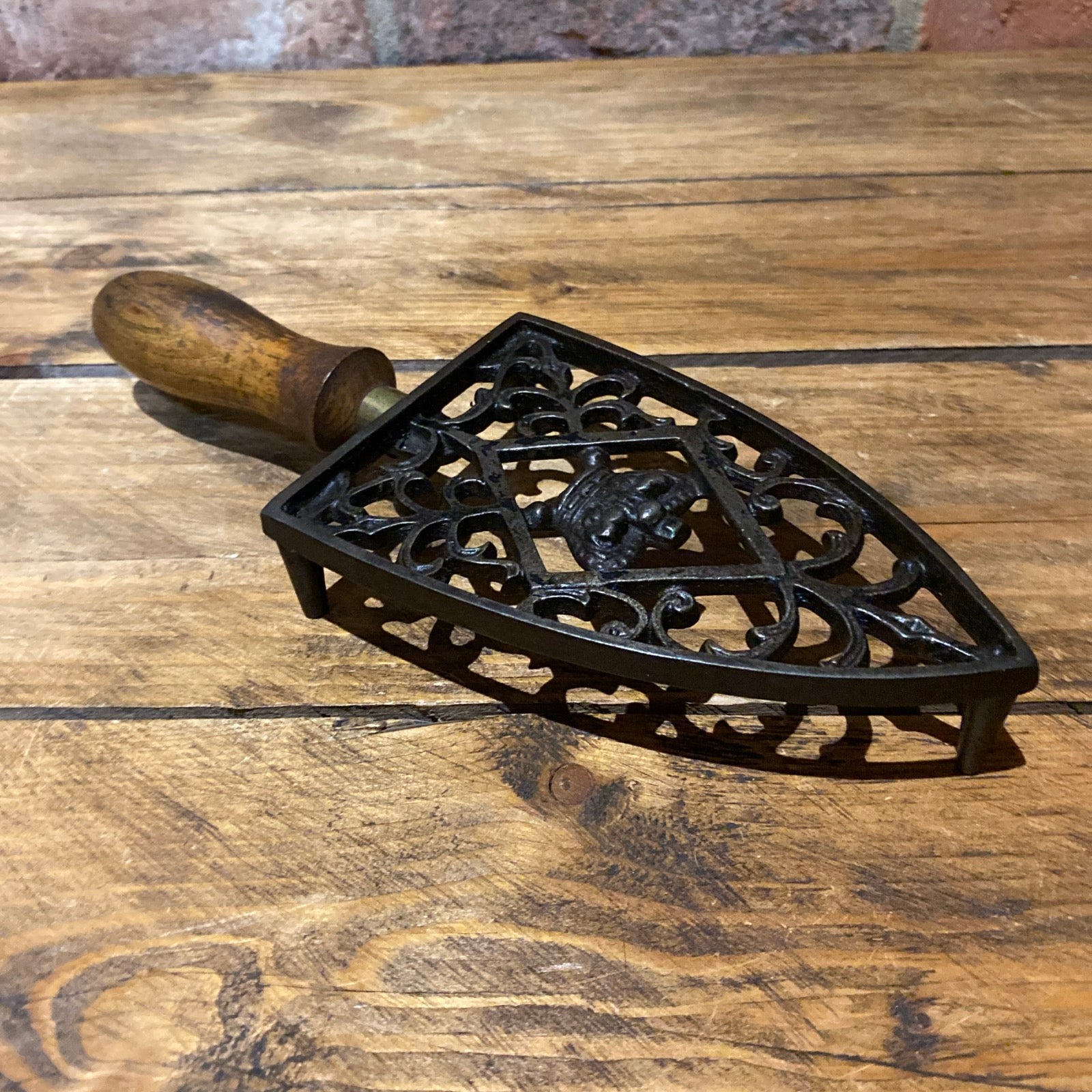 Vintage Cast , Iron Trivet , Crown Design