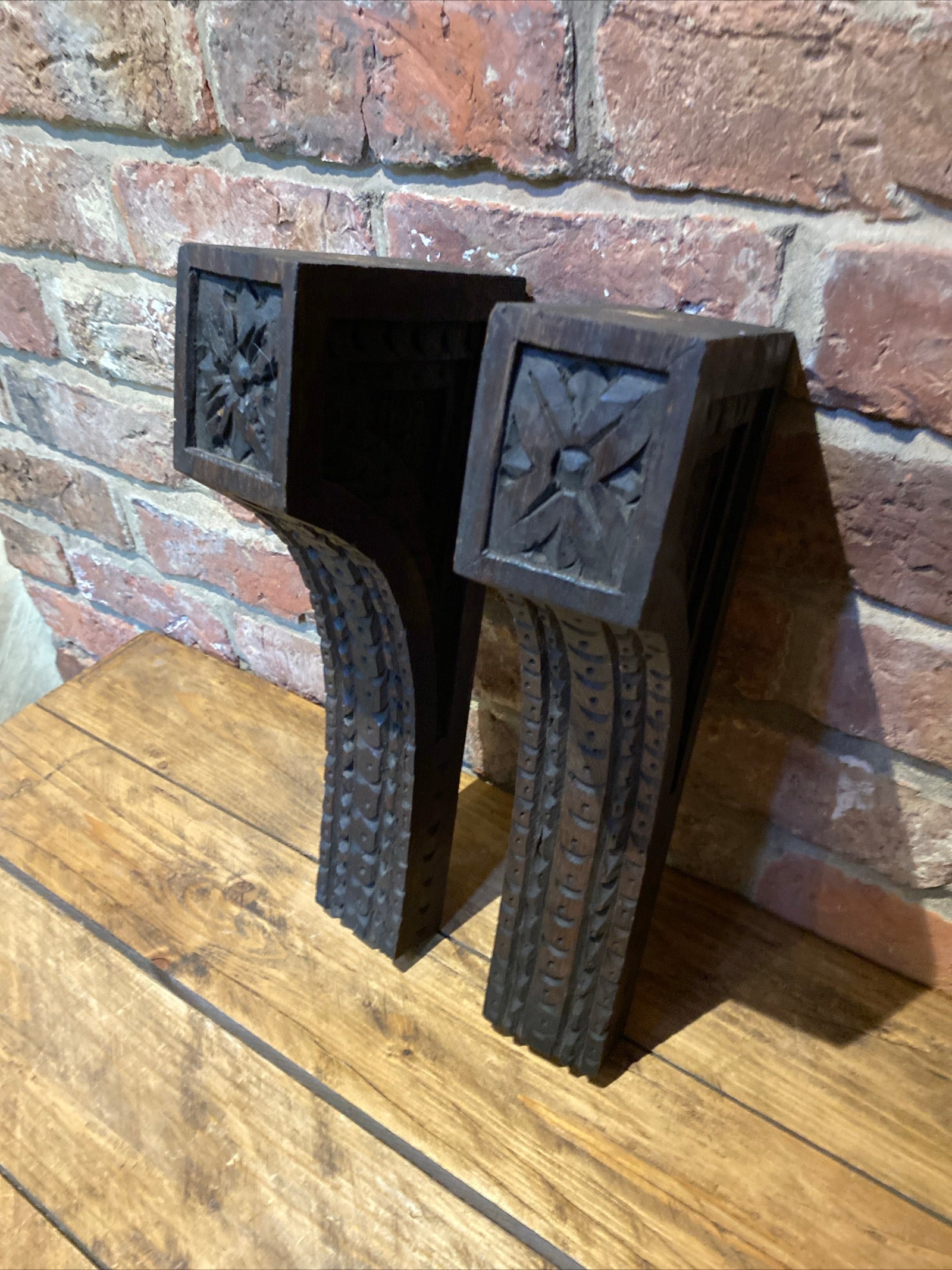 Pair Of Oak Carved , Shelf Brackets, Furniture Brackets