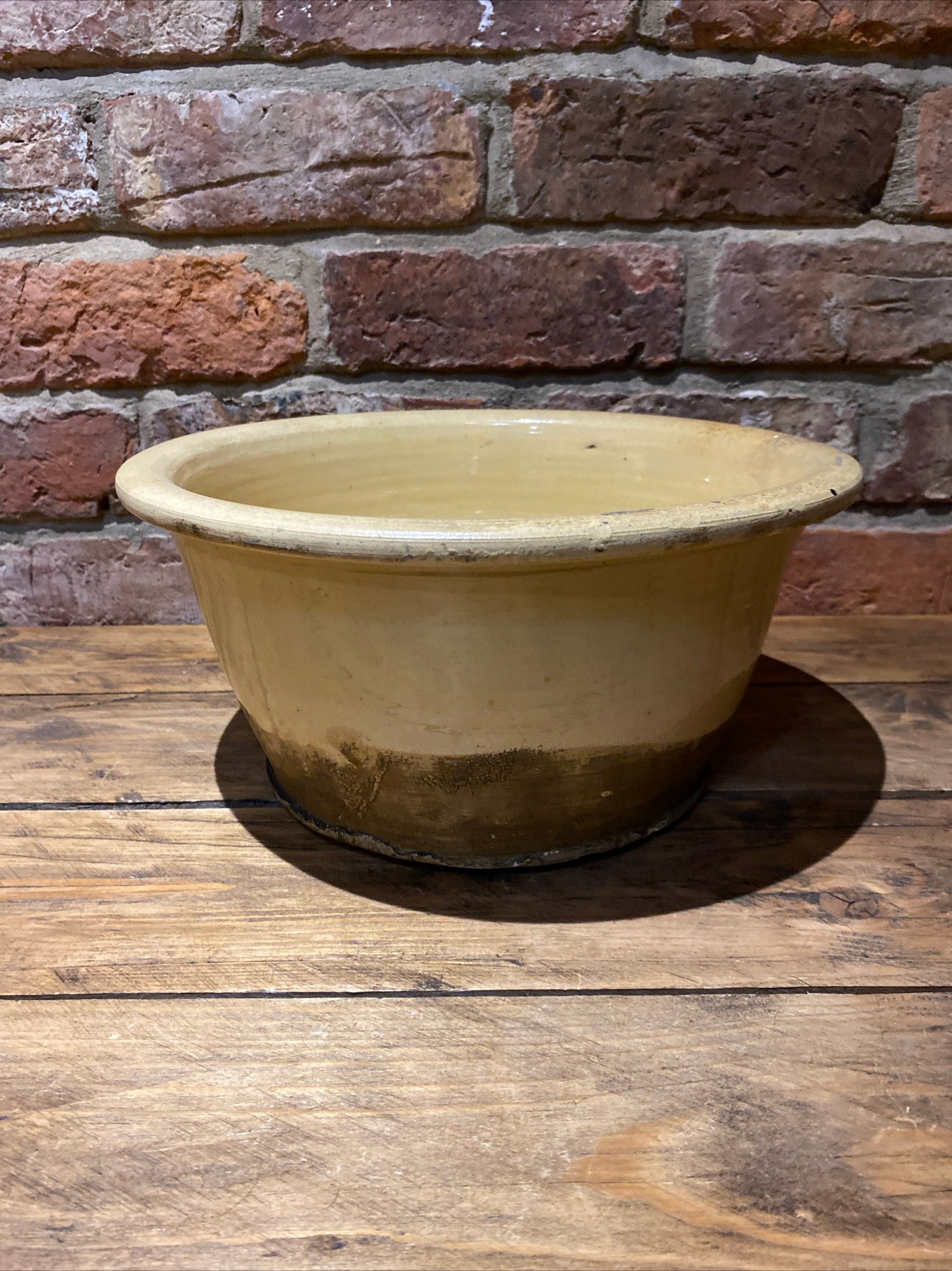 Vintage Dairy Bowl , Dough Proving Bowl, Pancheon , Earthenware