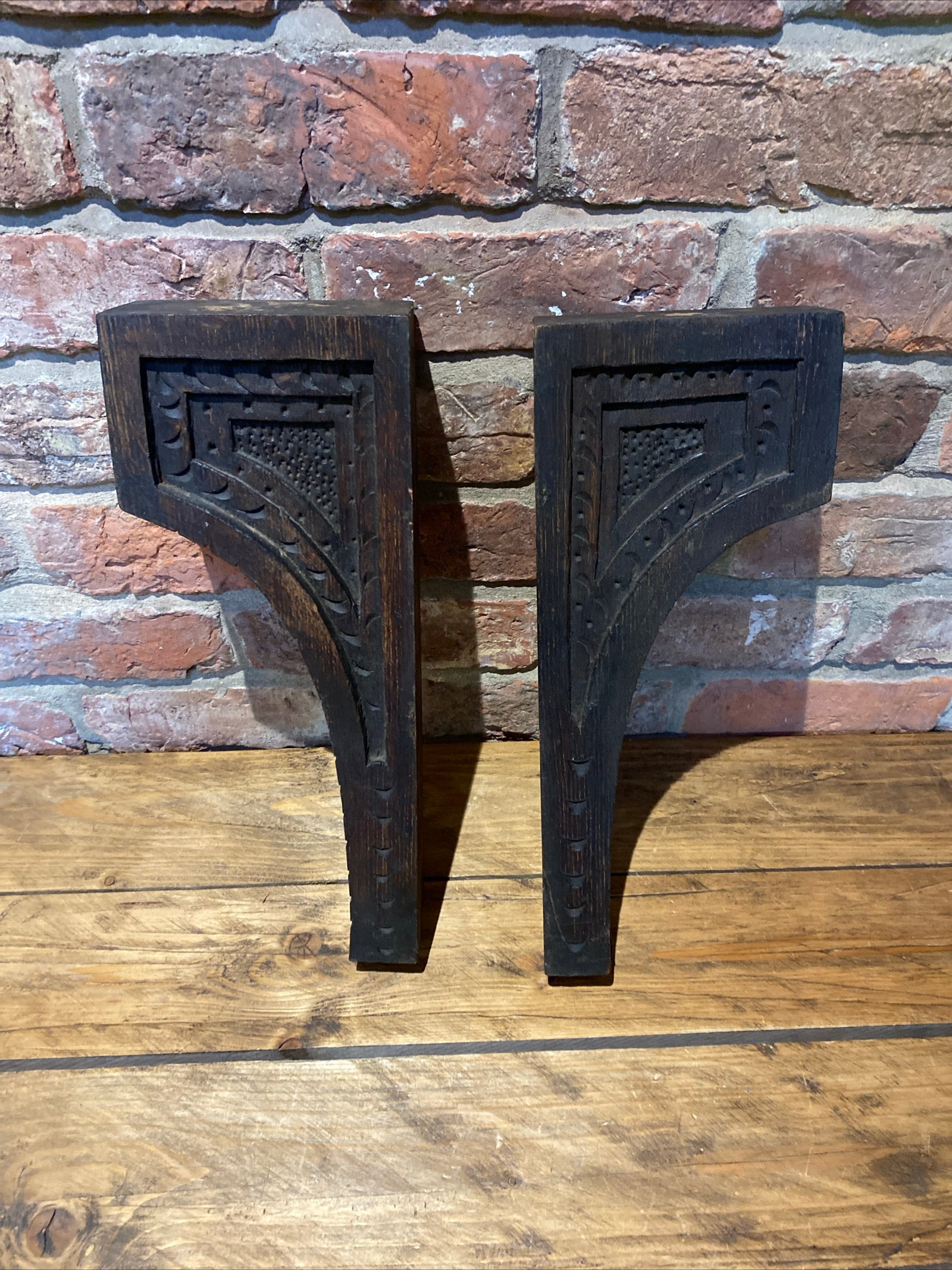 Pair Of Oak Carved , Shelf Brackets, Furniture Brackets